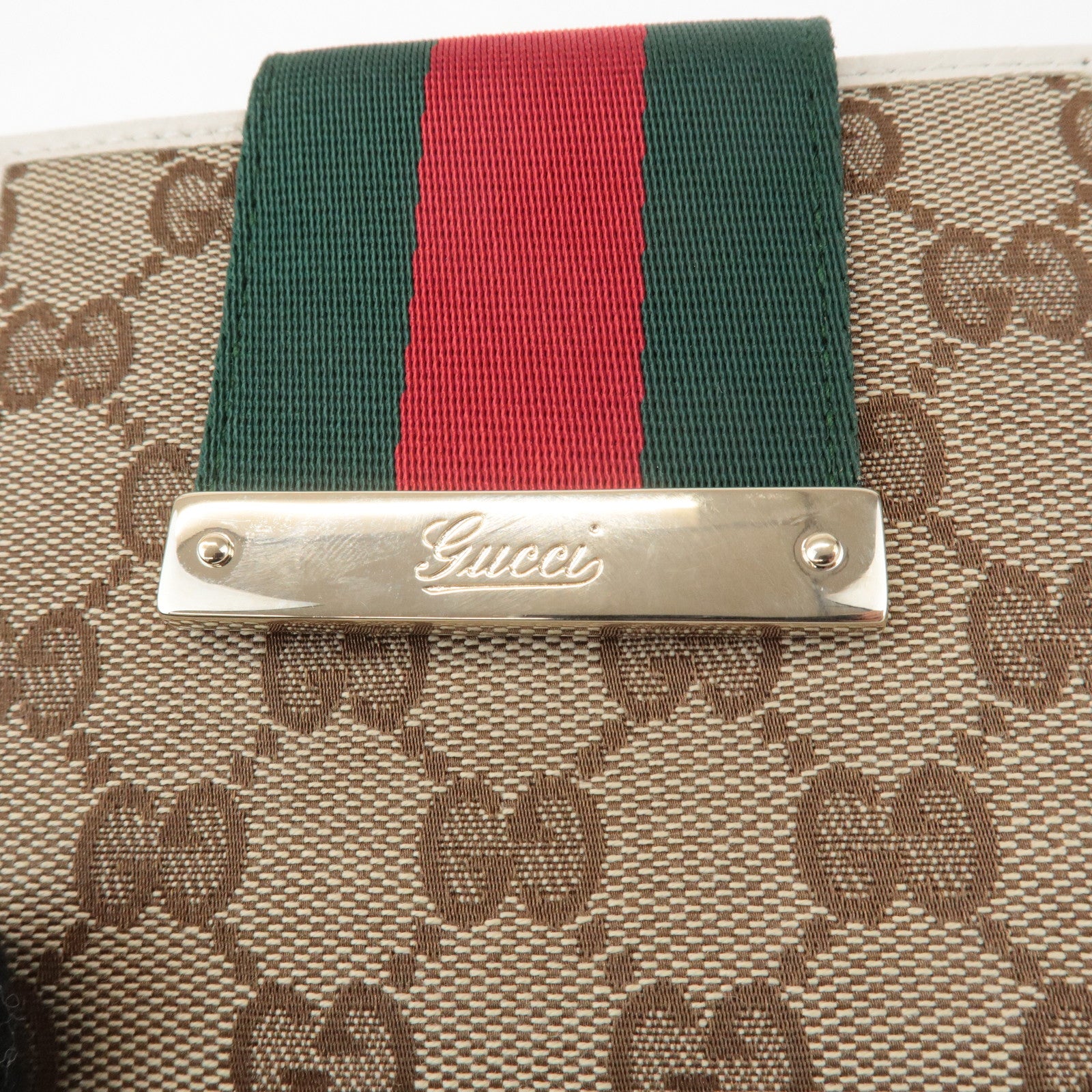GUCCI Sherry GG Canvas Leather Bi-fold Wallet Beige Ivory 181669 Used