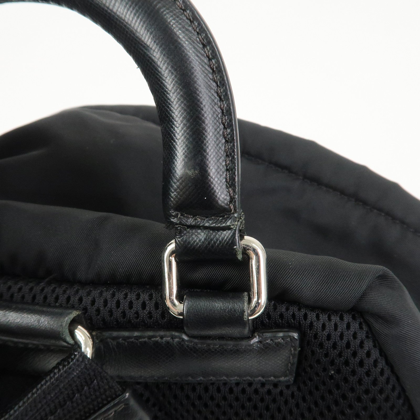 PRADA Nylon Leather Backpack Rucksack Leopard Black 1BZ001