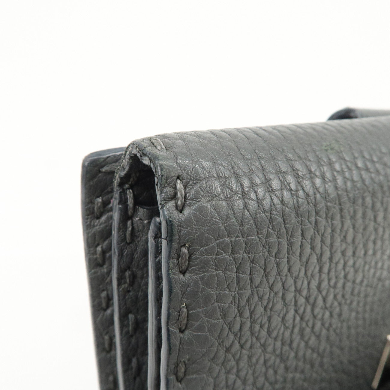 FENDI Selleria Leather Peekaboo Bi-Fold Long Wallet Gray 8M0308