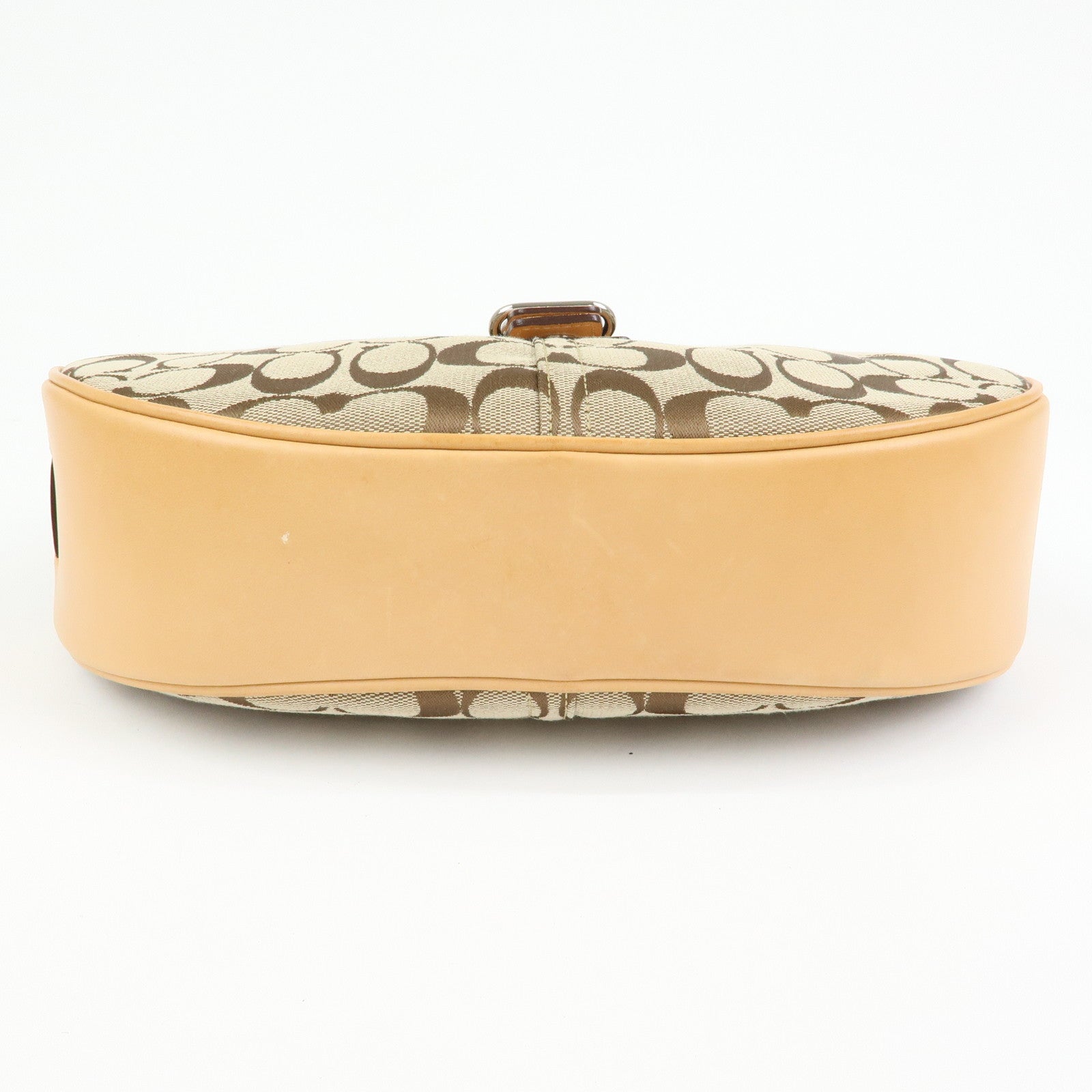 COACH Signature Canvas Leather Shoulder Bag Hand Bag Beige