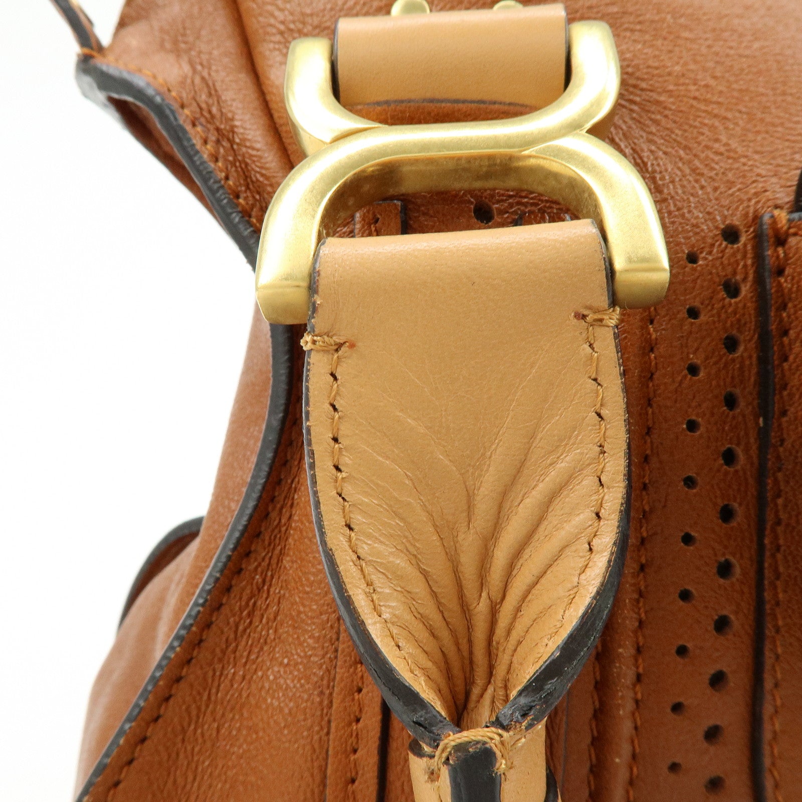 Chloe Marcie Leather 2Way Bag Shoulder Bag Hand Bag Brown