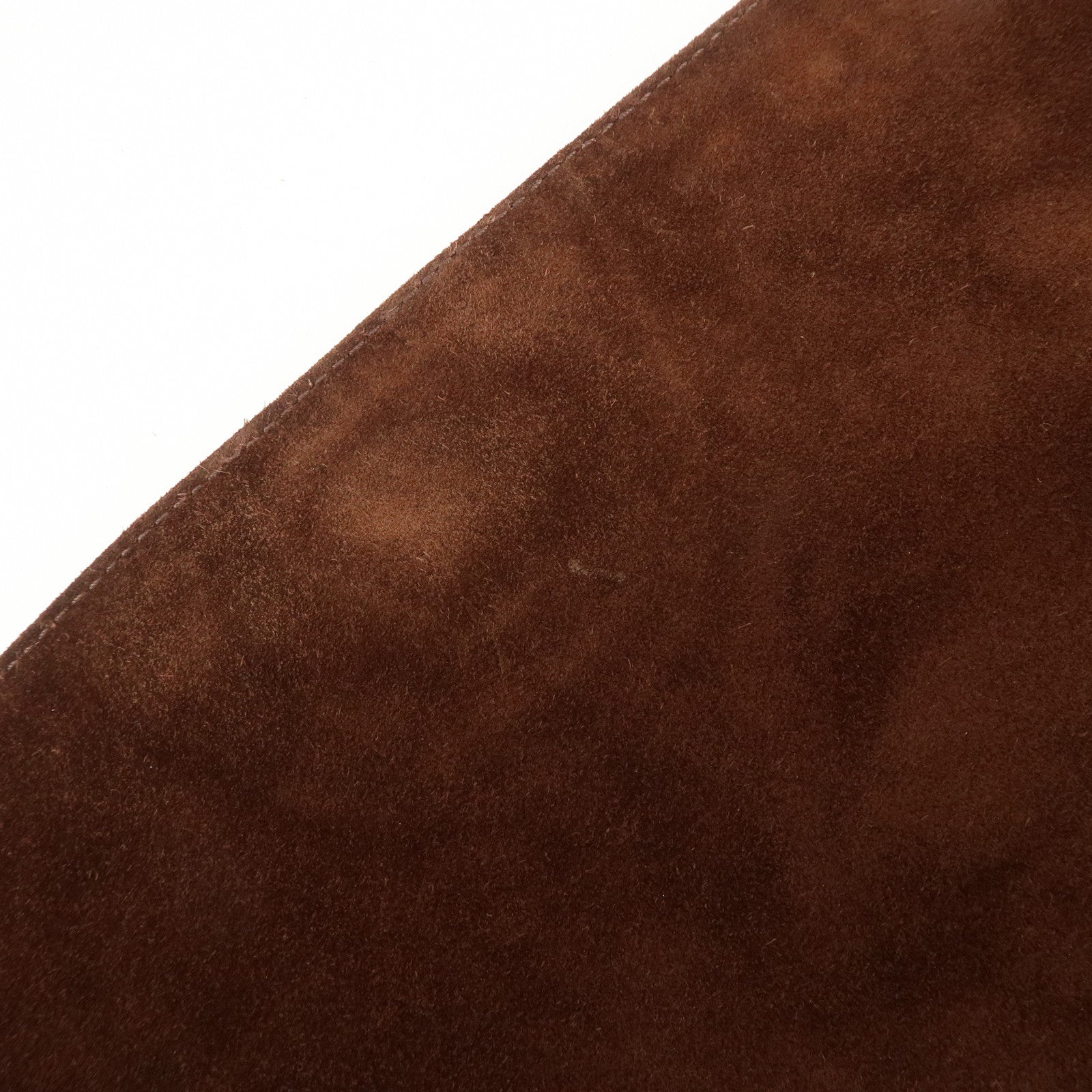 CHANEL Logo Suede Shoulder Bag Crossbody Bag Brown Used