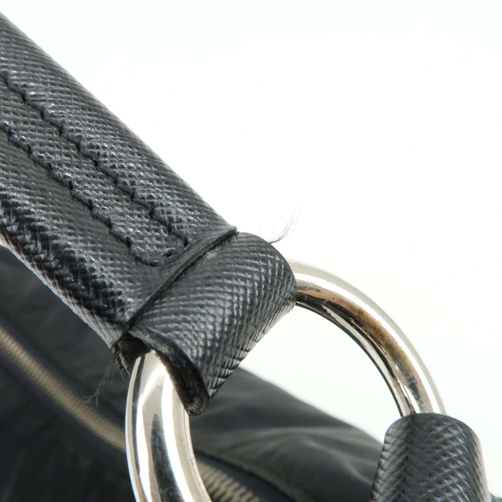 PRADA Triangle Logo Nylon Saffiano Leather Shoulder Bag BR3332