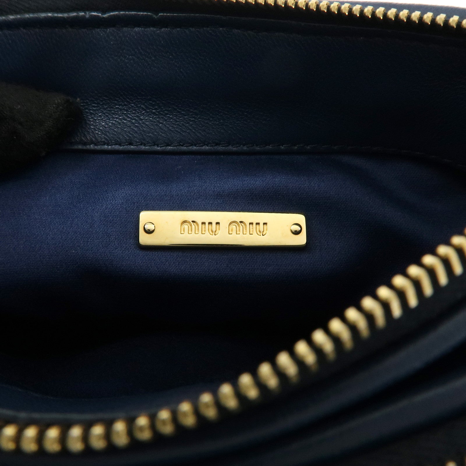 MIU MIU Matelasse Leather Shoulder Bag Crossbody Bag Blue