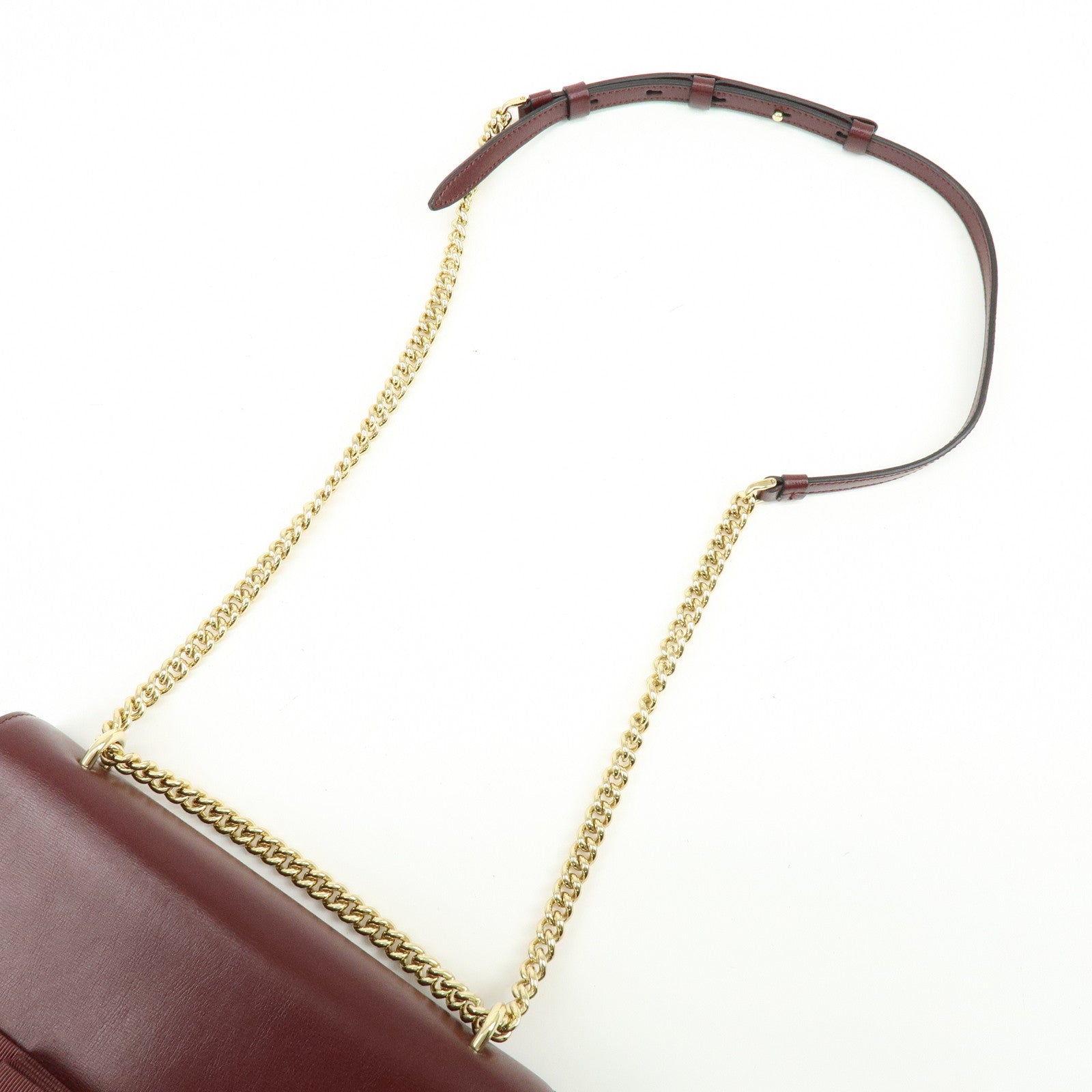 Ferragamo Vara Ribbon Leather Chain Shoulder Bag Bordeaux
