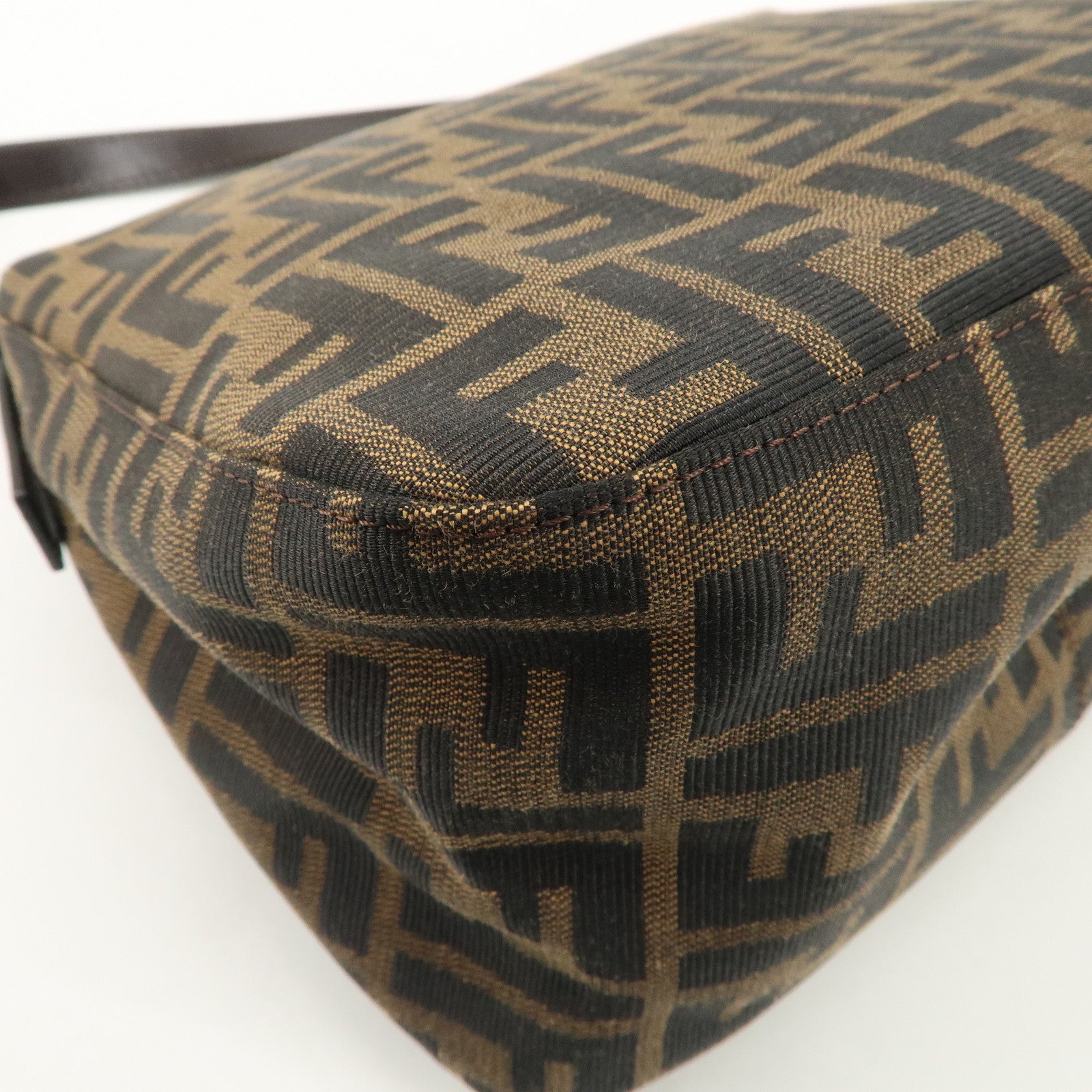 FENDI Zucca Canvas Leather Shoulder Bag Hand Bag Brown Black 26426 Used