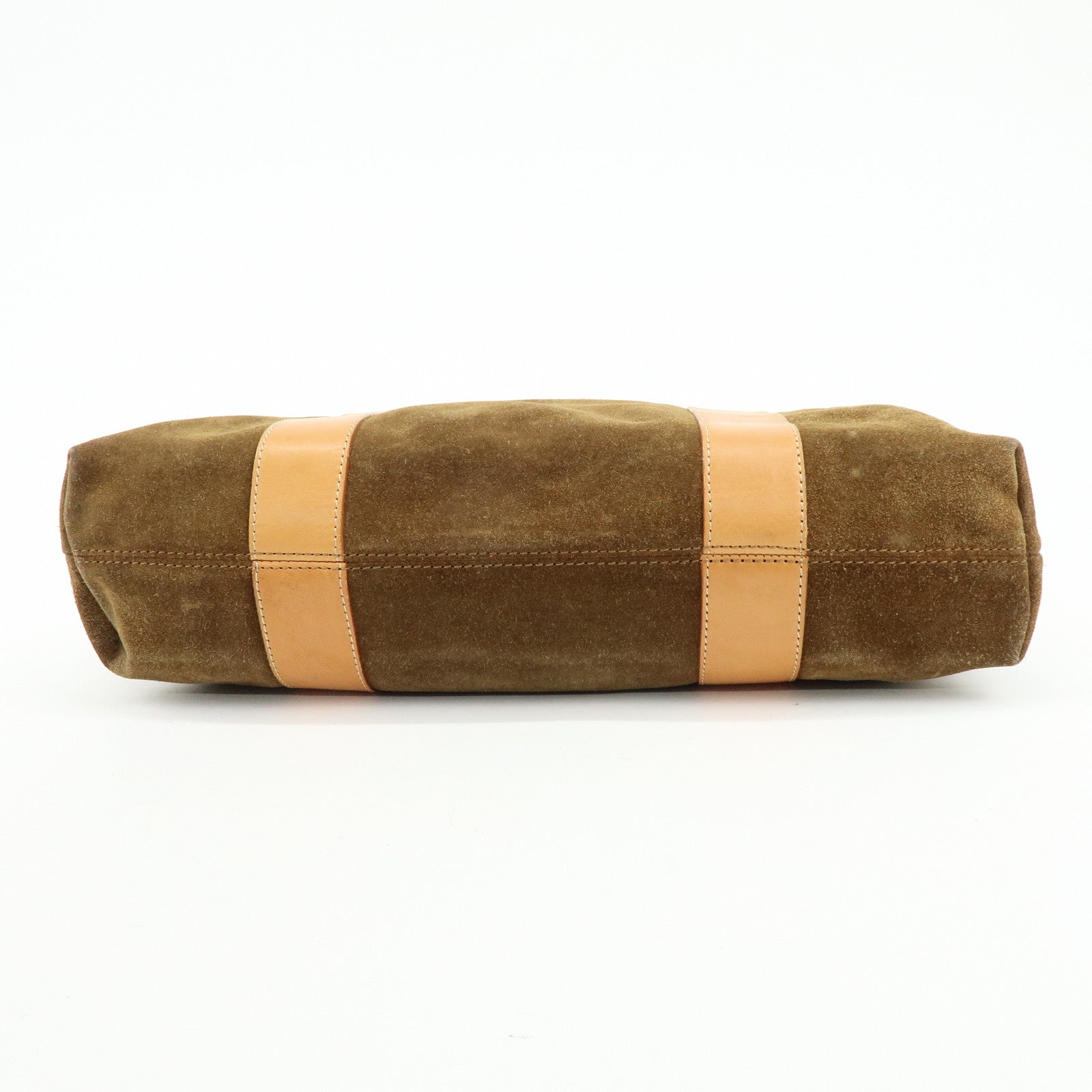 Ferragamo Suede Leather Tote Bag Shoulder Bag Hand Bag Brown