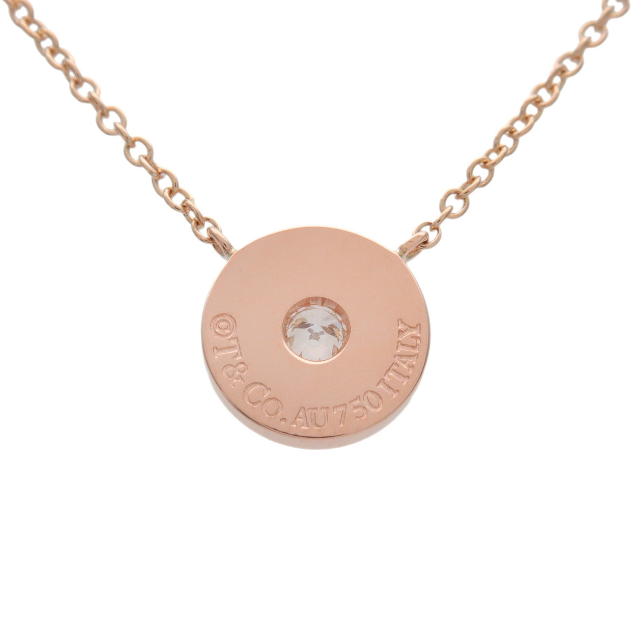 Tiffany & Co 1837 1P Diamond Necklace K18 750PG Rose Gold