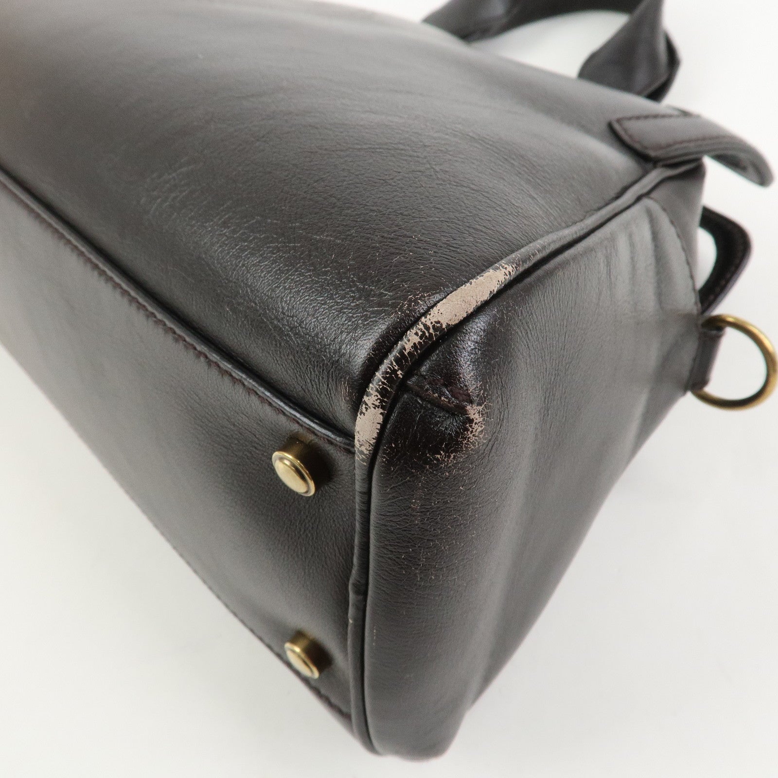 Cartier Marcello de Cartier Leather Hand Bag Dark Brown