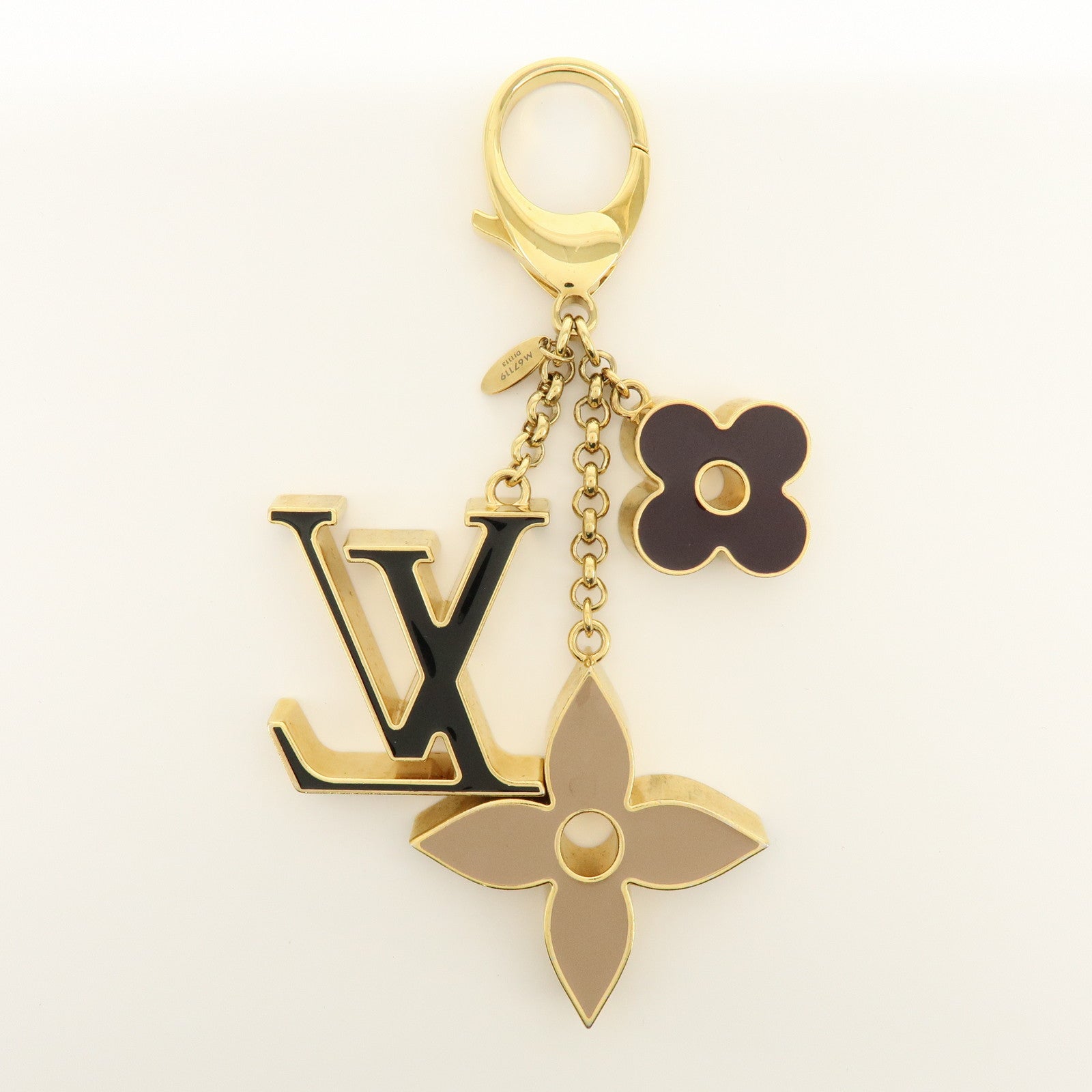 Louis Vuitton Fleur de Monogram Key Chain Bag Charm Gold M67119