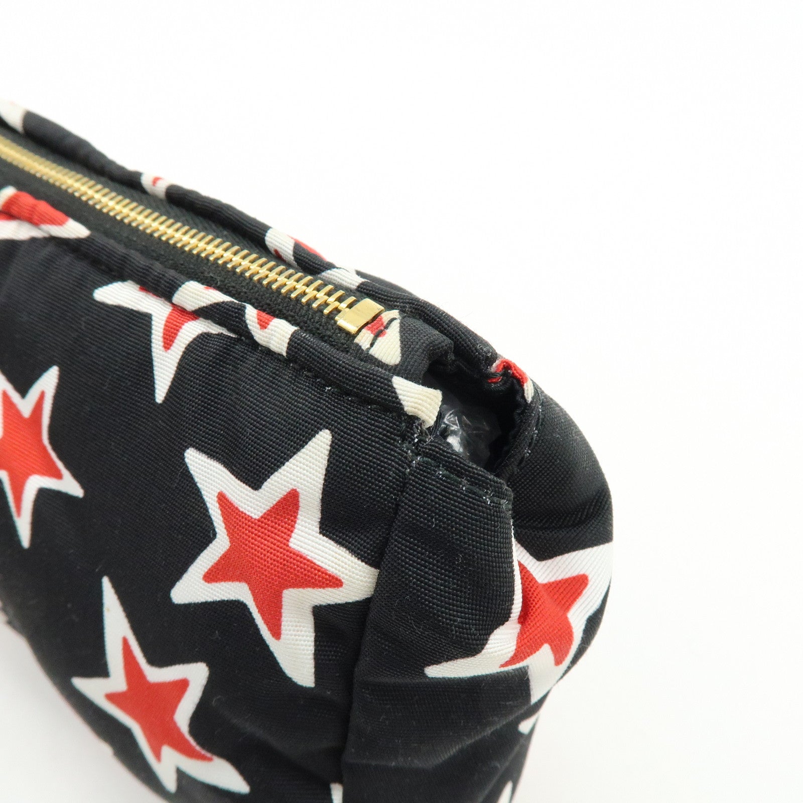 MIU MIU Nylon Clutch Bag Pouch Black Red Star Motif 5NE455