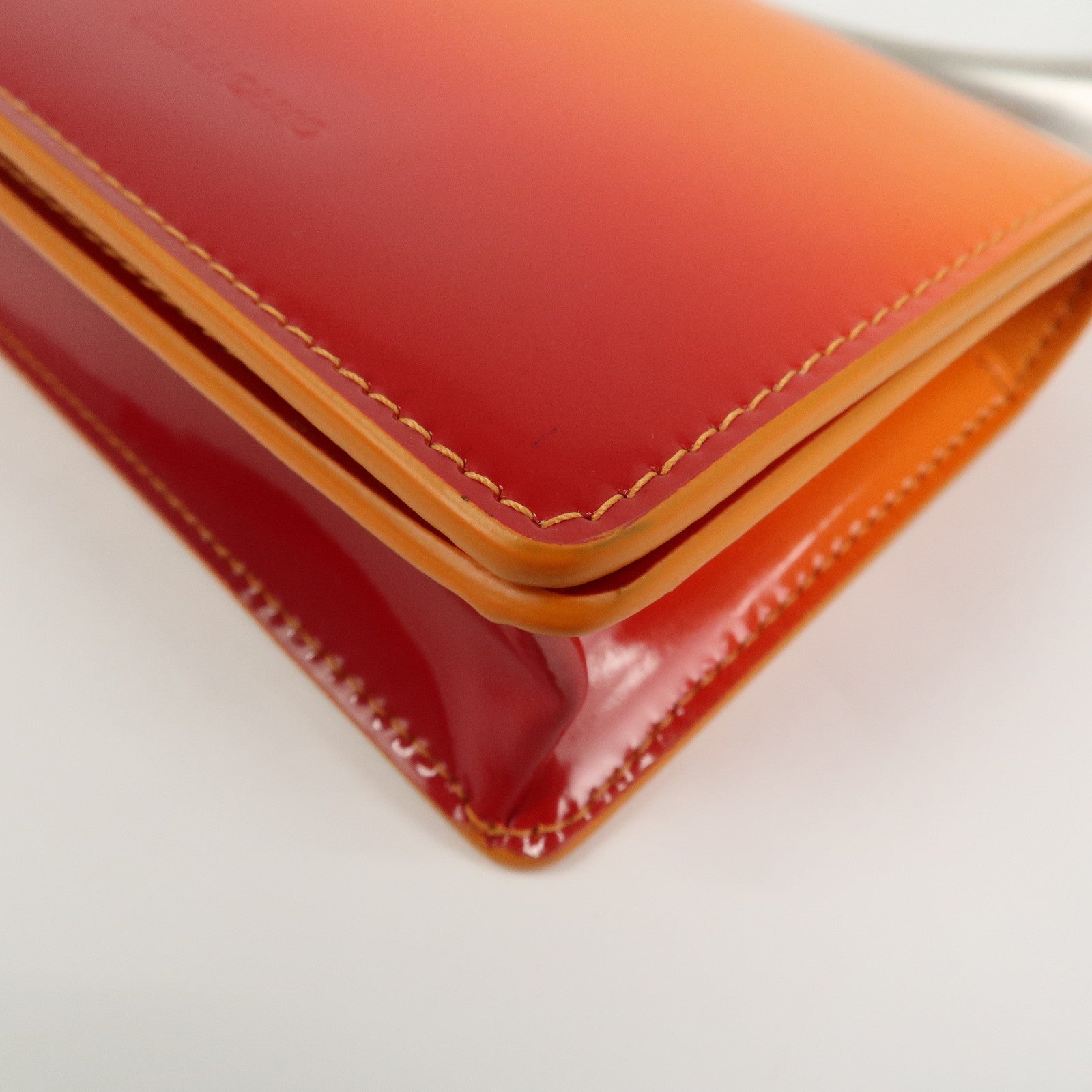 Ferragamo Patent Leather Hand Bag Orange