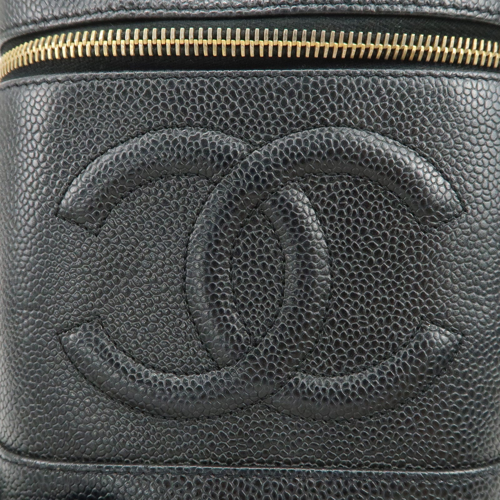 CHANEL COCO Mark Caviarskin Vanity Bag Hand Bag Makeup Bag A01998