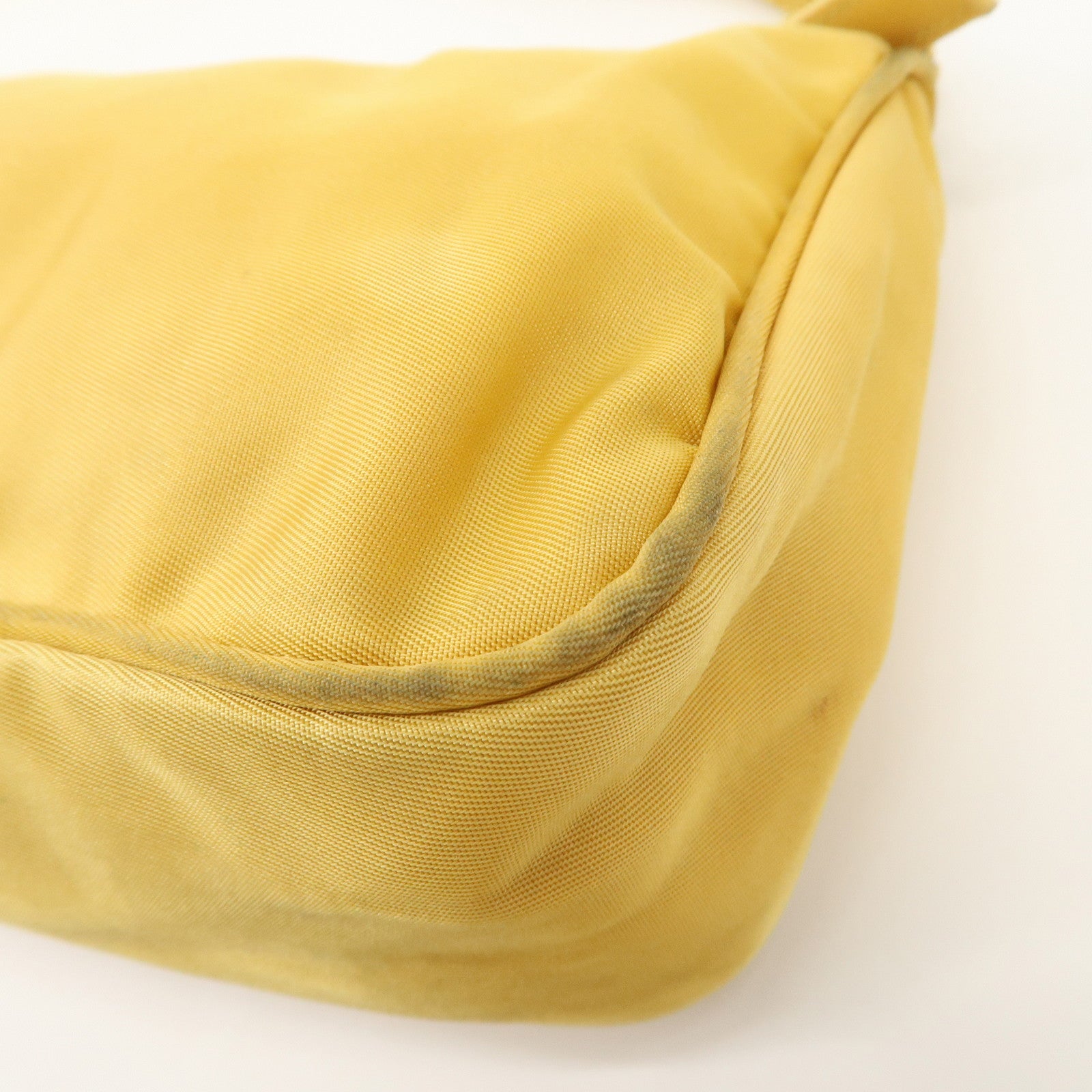 PRADA Triangle Logo Nylon Pouch Shoulder Bag Hand Bag Yellow Used