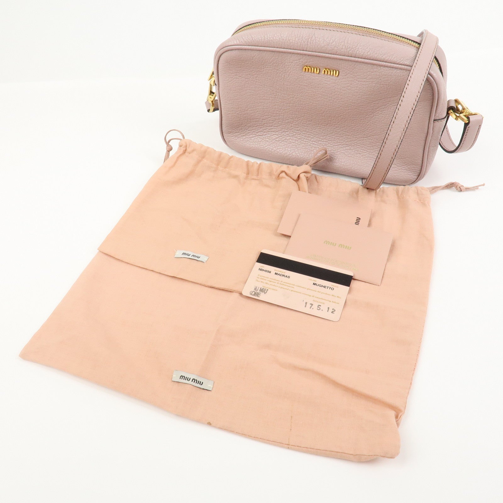 MIU MIU Leather Shoulder Bag Crossbody Bag Pink 5BH056