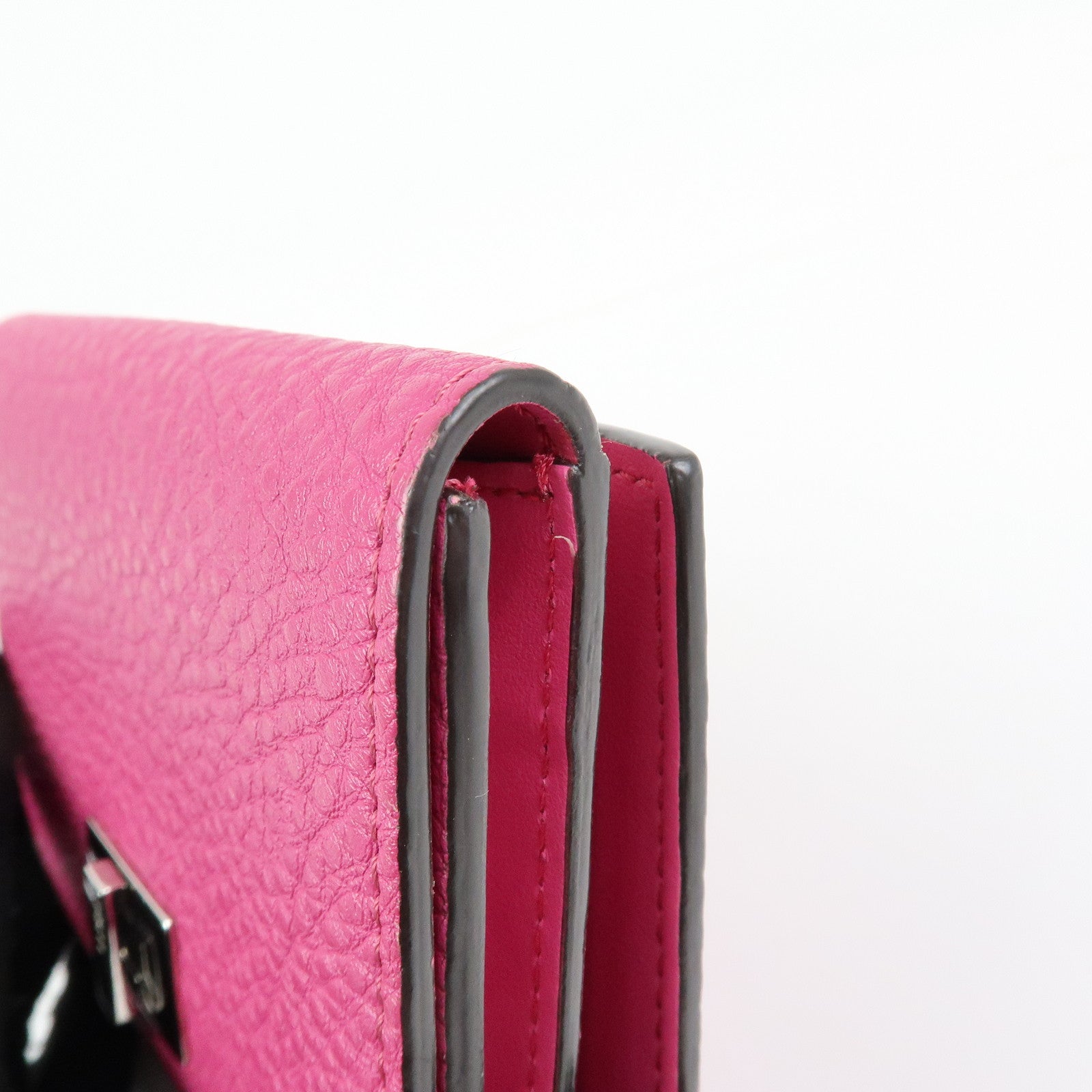 FENDI Peekaboo Leather Bi-fold Compact Wallet Pink 8M0438
