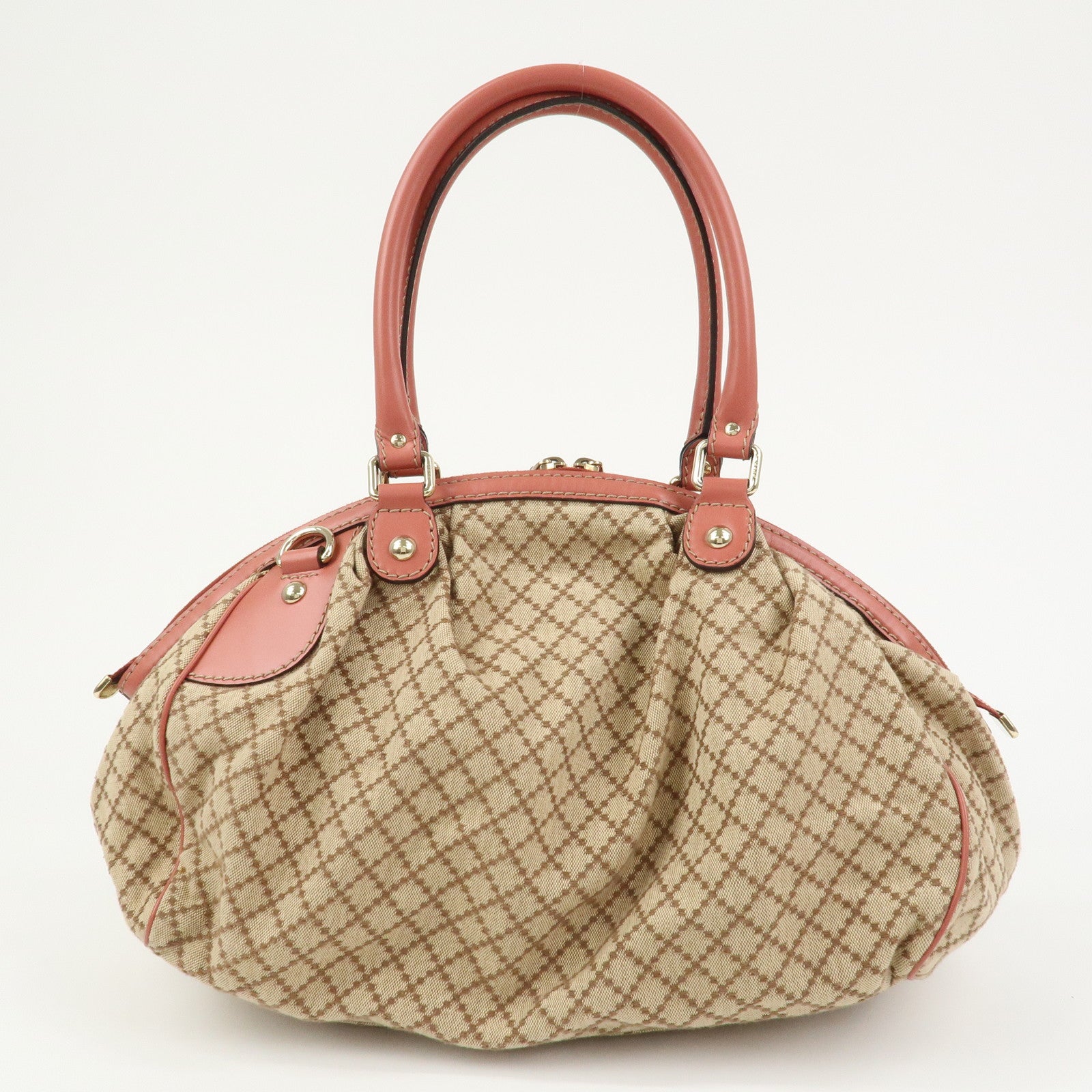 GUCCI Diamante Interlocking G Canvas Leather 2WAY Hand Bag 223974
