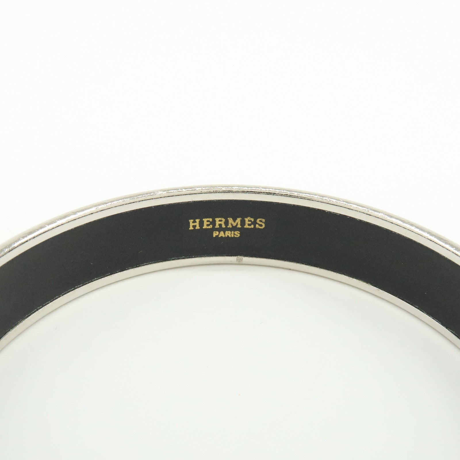 HERMES Email PM Silver Plated Bracelet Bangle Blue Multicolor