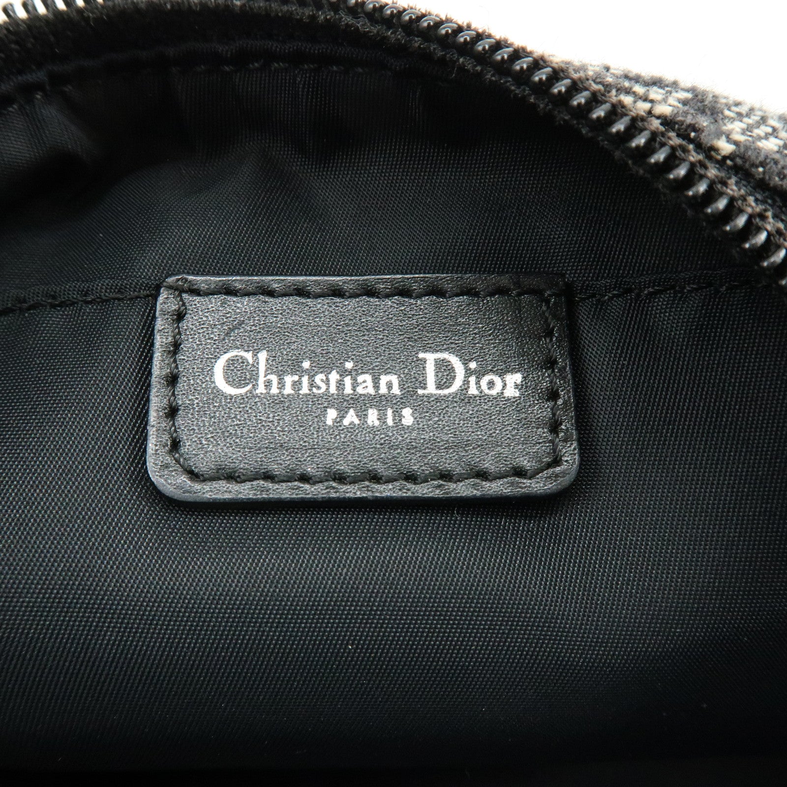 Christian Dior Trotter Jacquard Leather Shoulder Bag Black