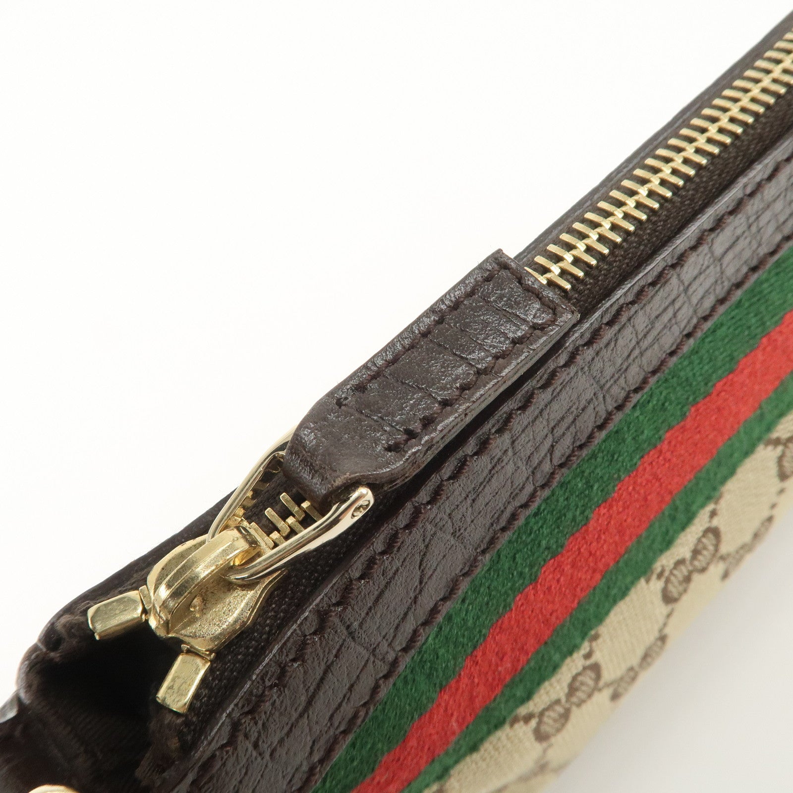 GUCCI Sherry GG Canvas Leather Hand Bag Pouch Boots Bag Charm 145970 Used