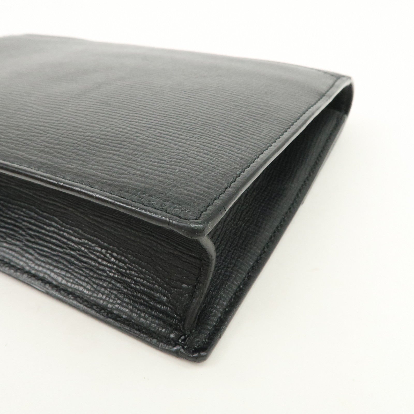 LOEWE Logo Leather Clutch Bag Black Silver Hardware