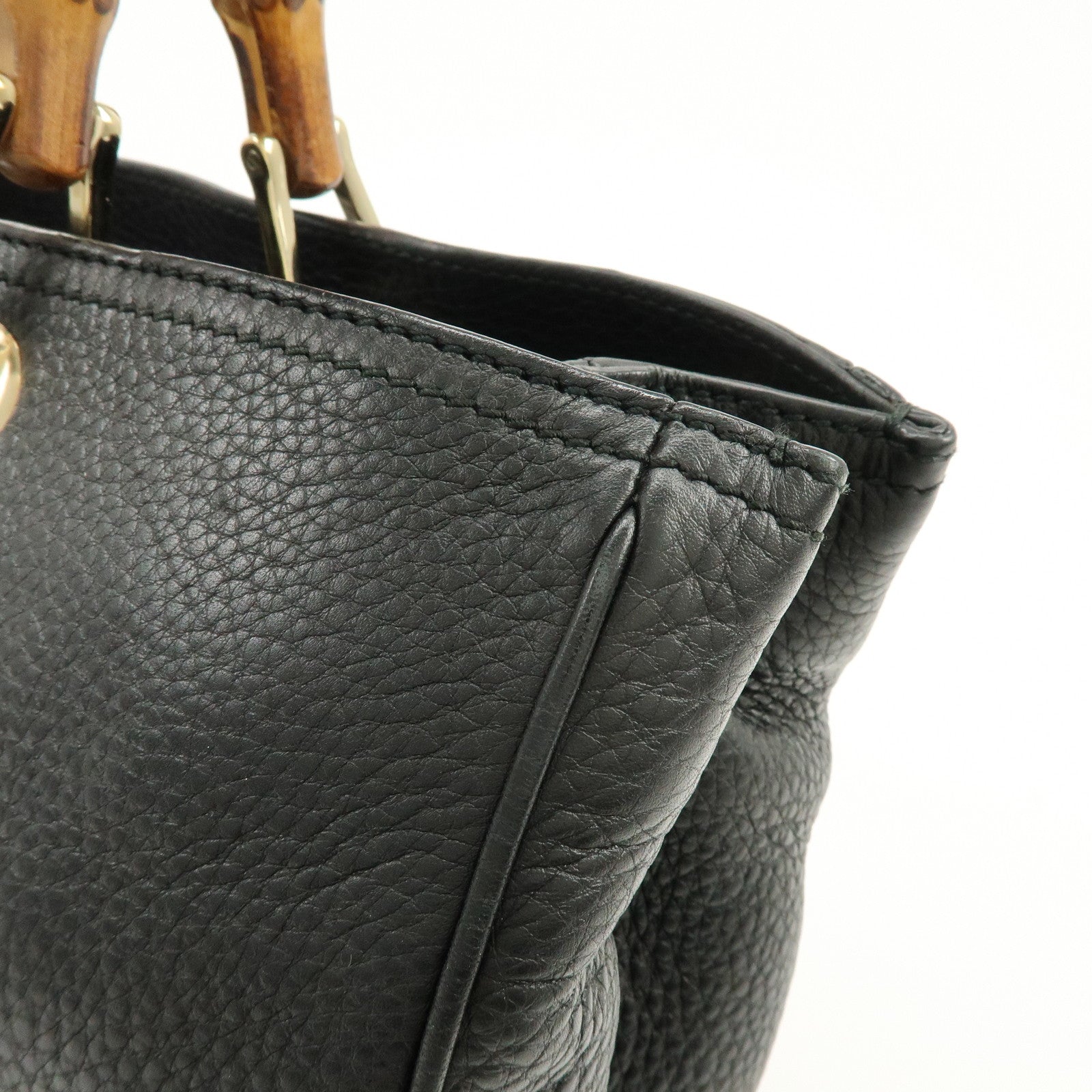 GUCCI Bamboo Shopper Medium 2Way Bag Shoulder Bag Black 323660