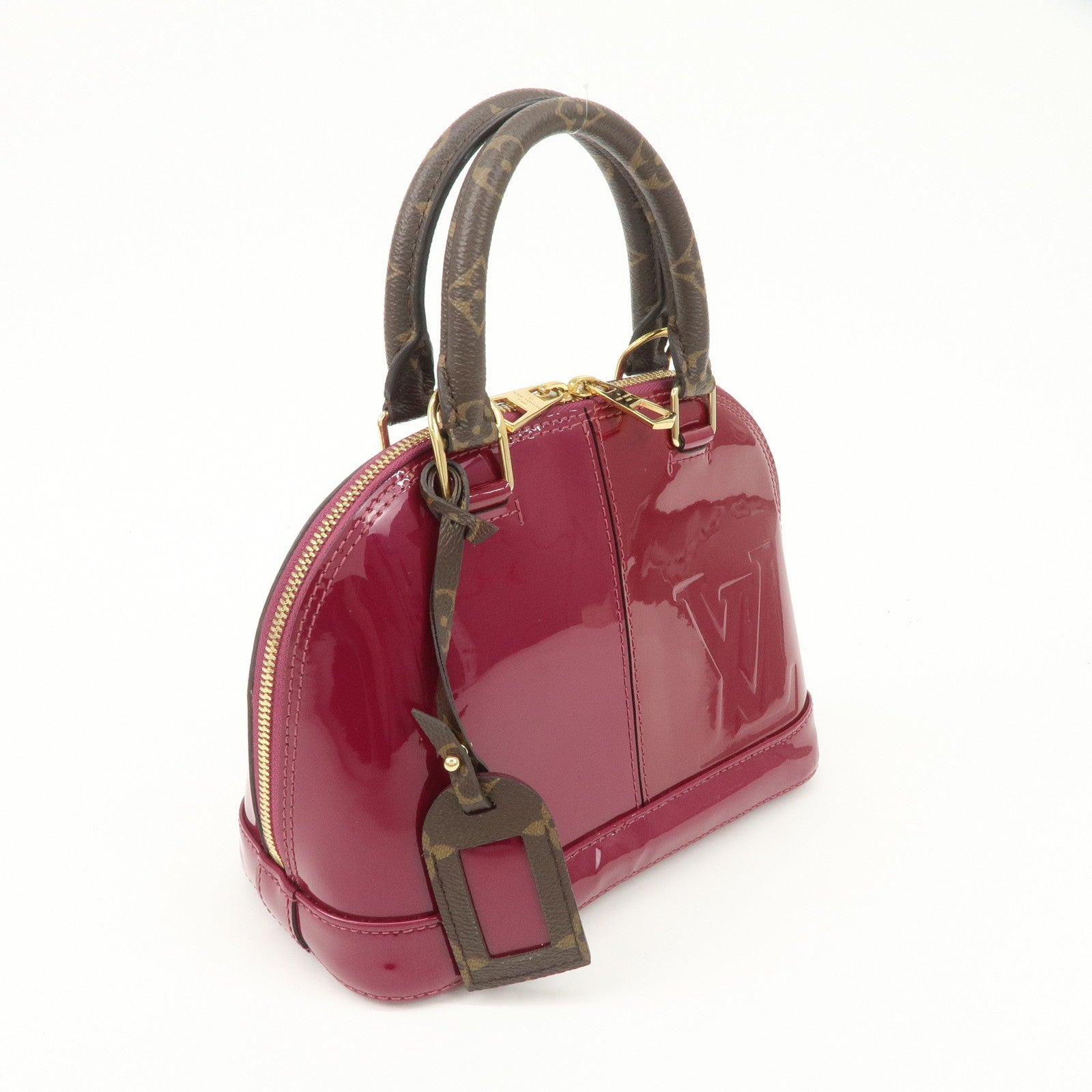 Louis Vuitton Monogram Vernis Alma BB 2Way Hand Bag Magenta M54785 Used