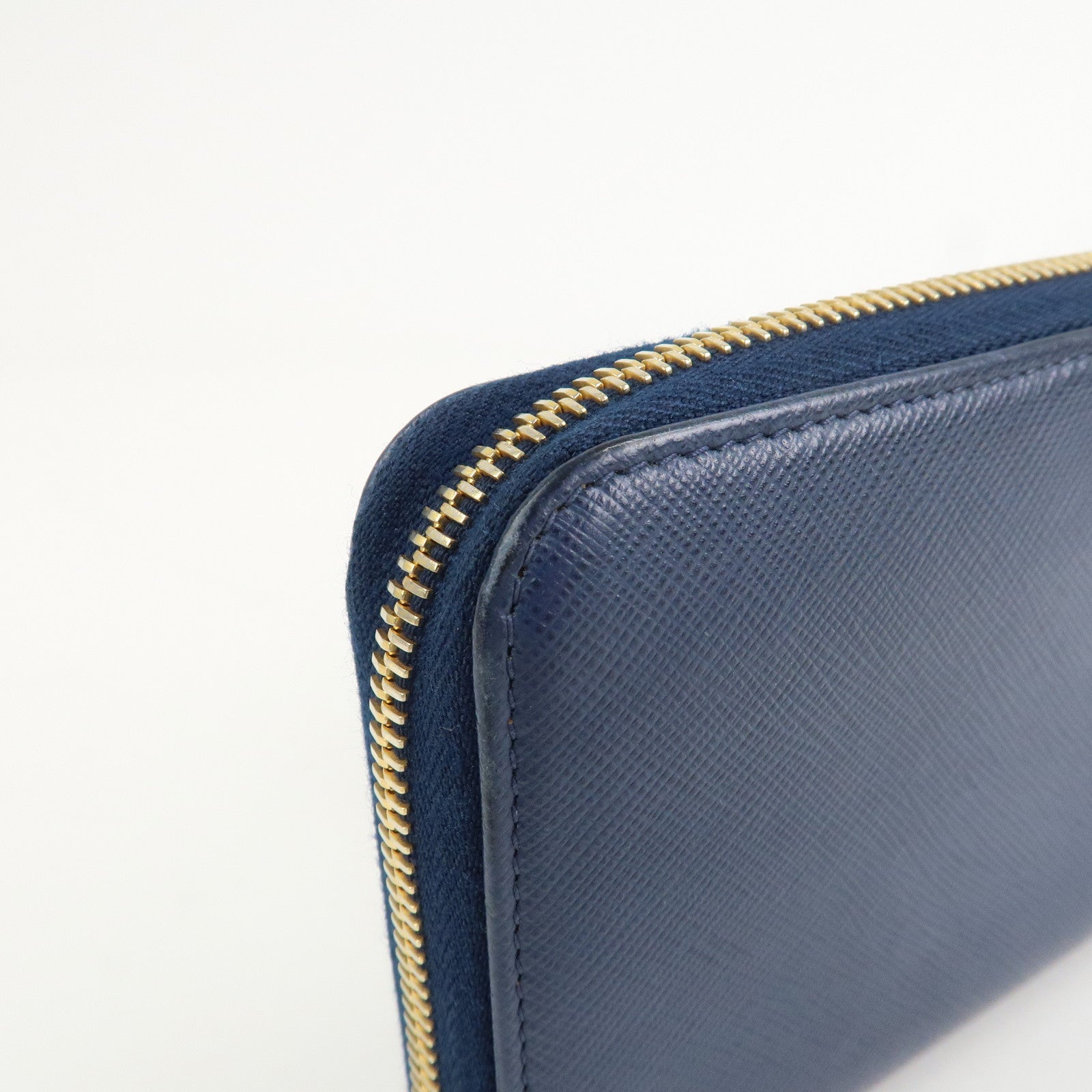 PRADA Triangle Logo Saffiano Leather Zippy Long Wallet Navy 1ML506