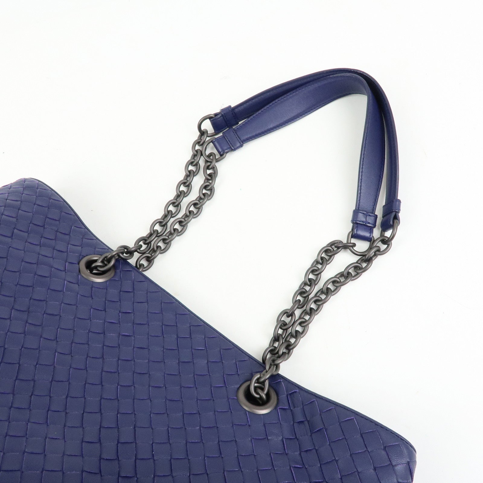 BOTTEGA VENETA Intrecciato Leather Shoulder Bag Tote Bag Blue