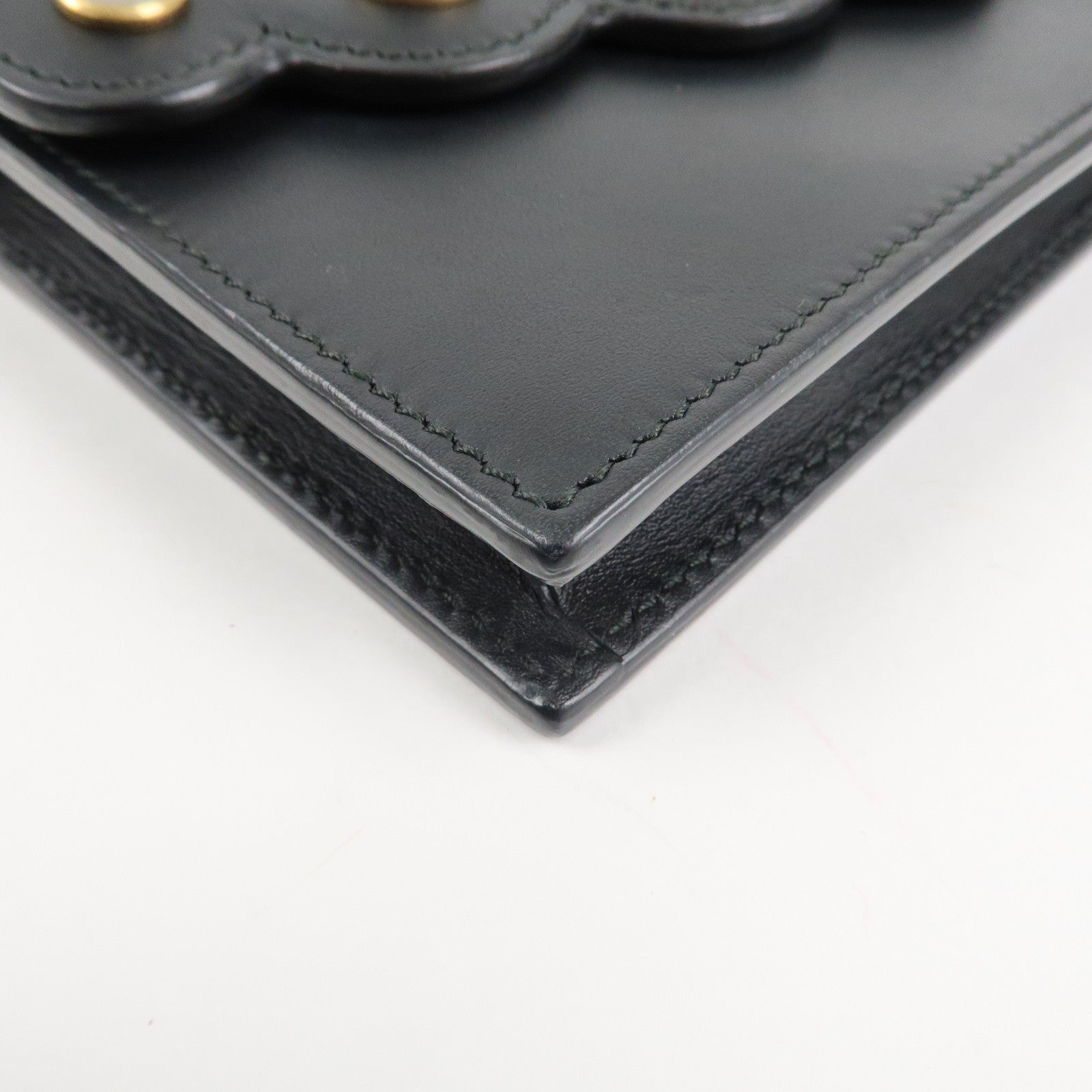 GUCCI GG Marmont Leather Chain Wallet Gold HDW Black 431478 Used