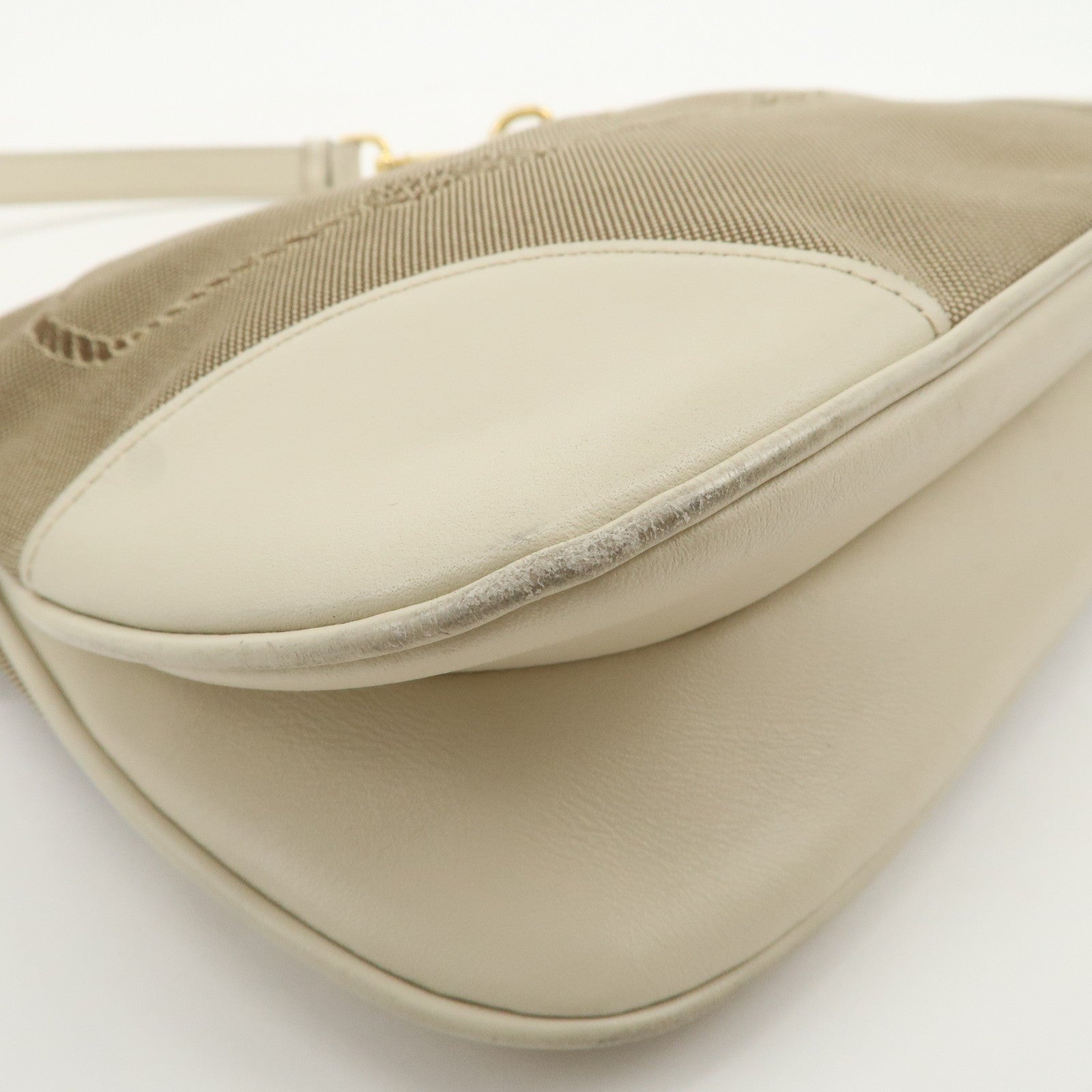 PRADA Logo Jacquard Shoulder Bag Crossbody Bag Beige Ivory BT867A