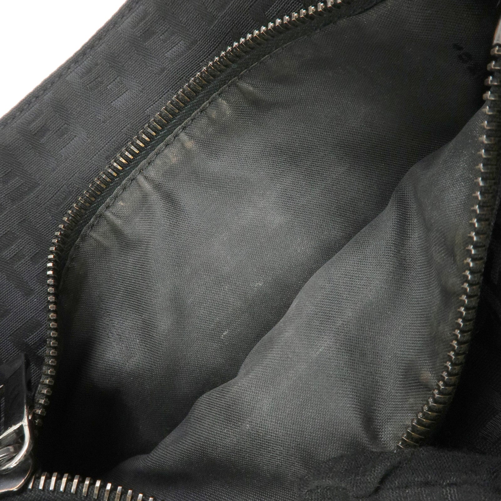 FENDI Zucchino Canvas Leather Hand Bag Tote Bag Dark Brown 8BH132