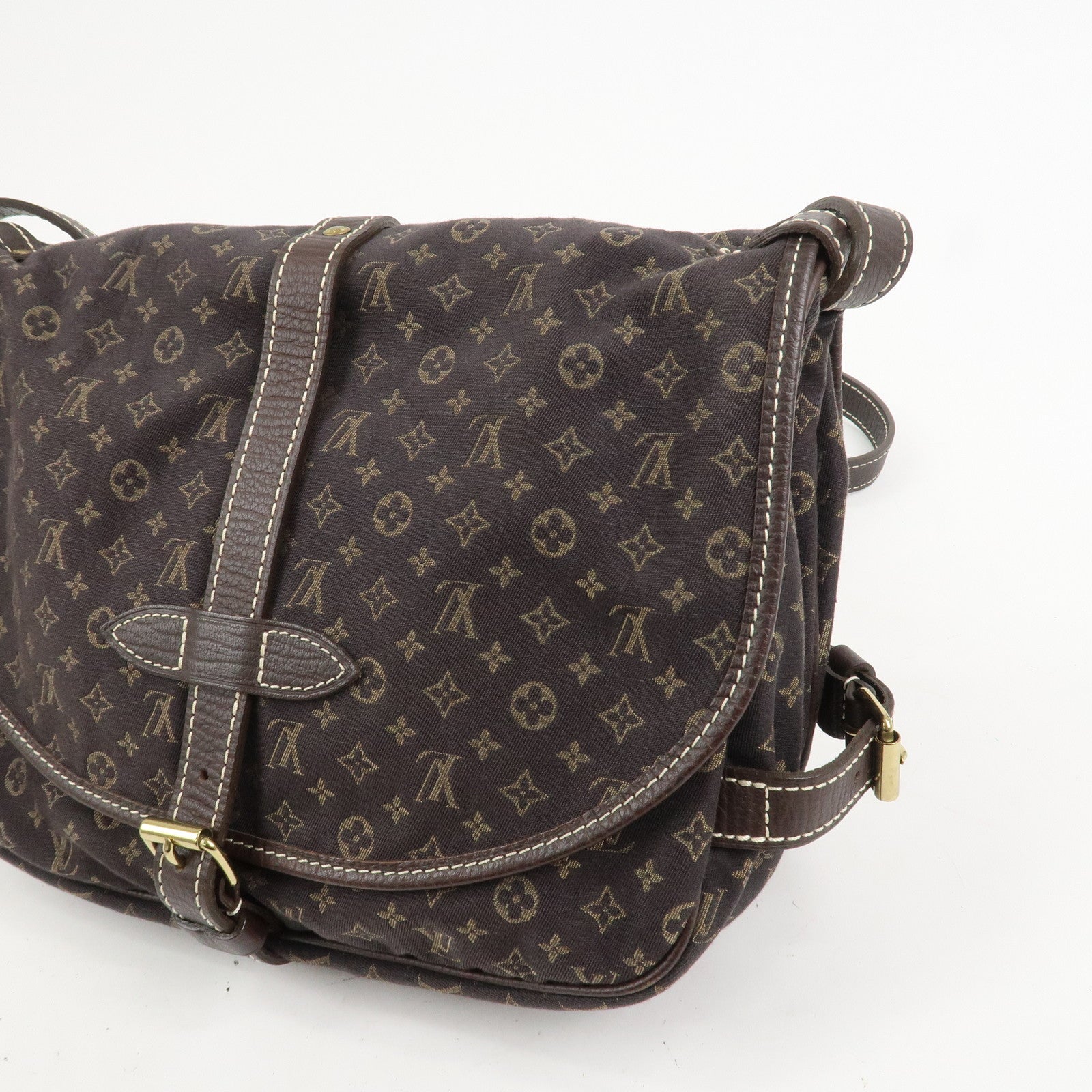 Louis Vuitton Monogram Mini Lin Saumur 30 Shoulder Bag Brown M95227