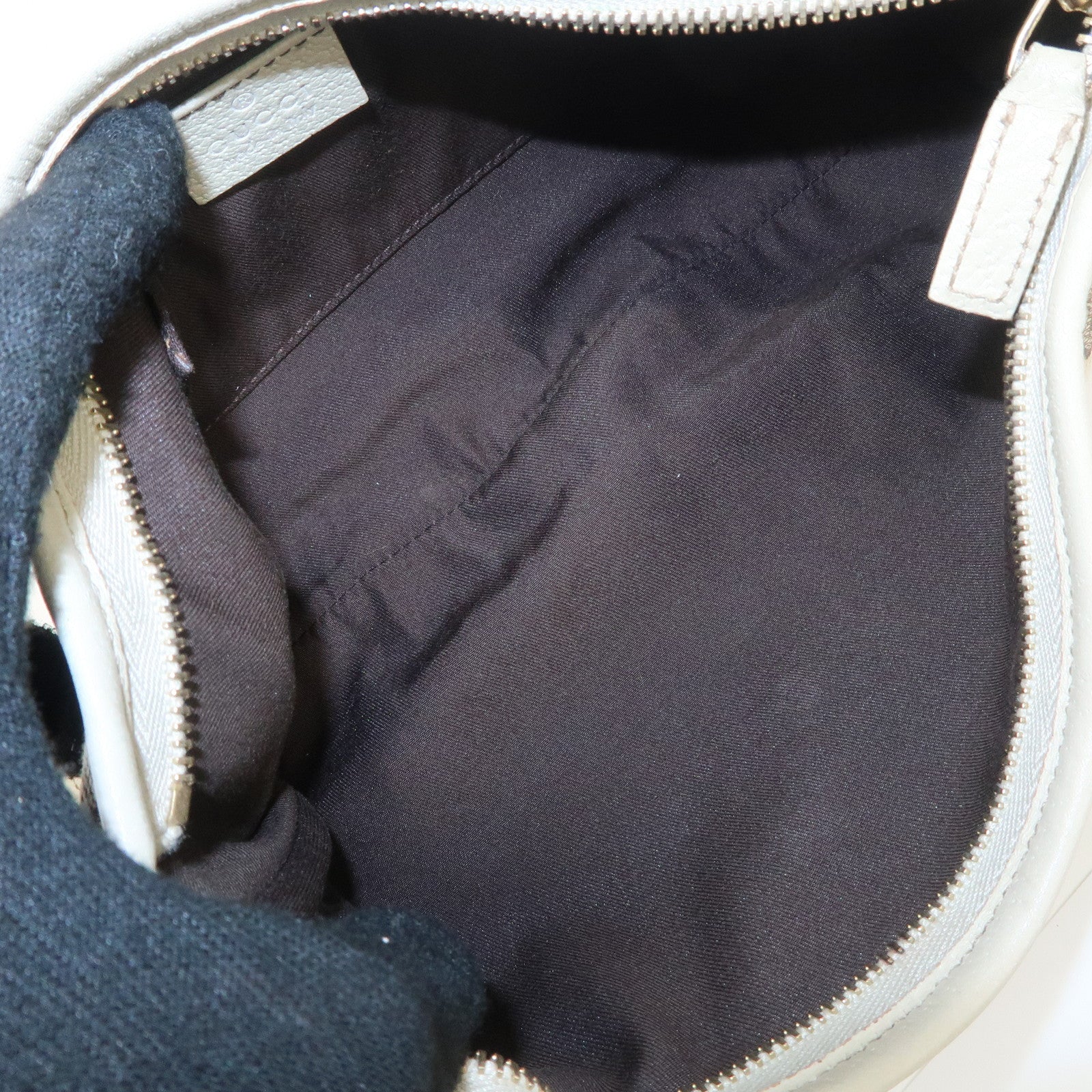 GUCCI Abbey GG Canvas Leather Shoulder Bag Beige Ivory Gold HDW 130939 Used