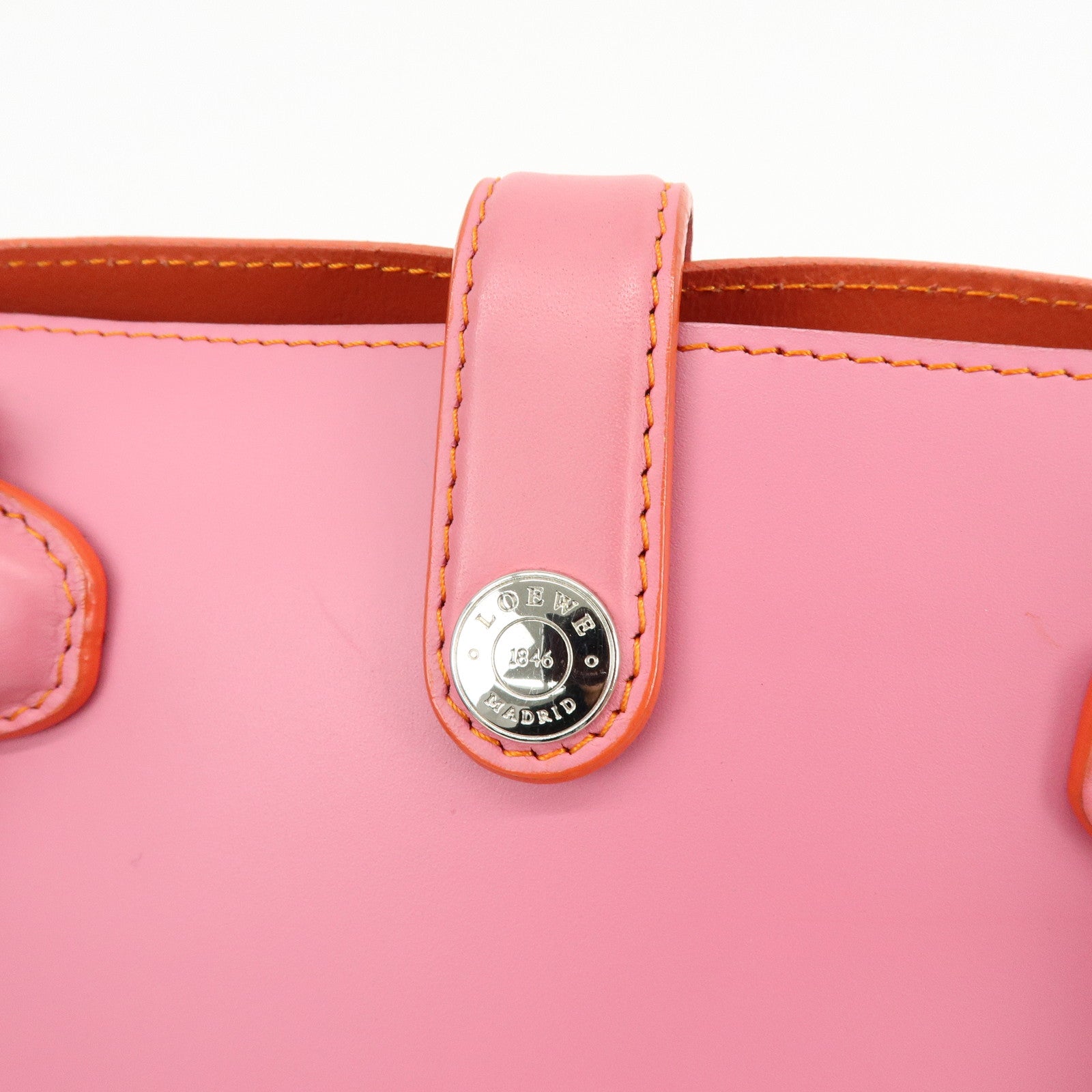 LOEWE Leather Tote Bag Shoulder Bag Hand Bag PInk