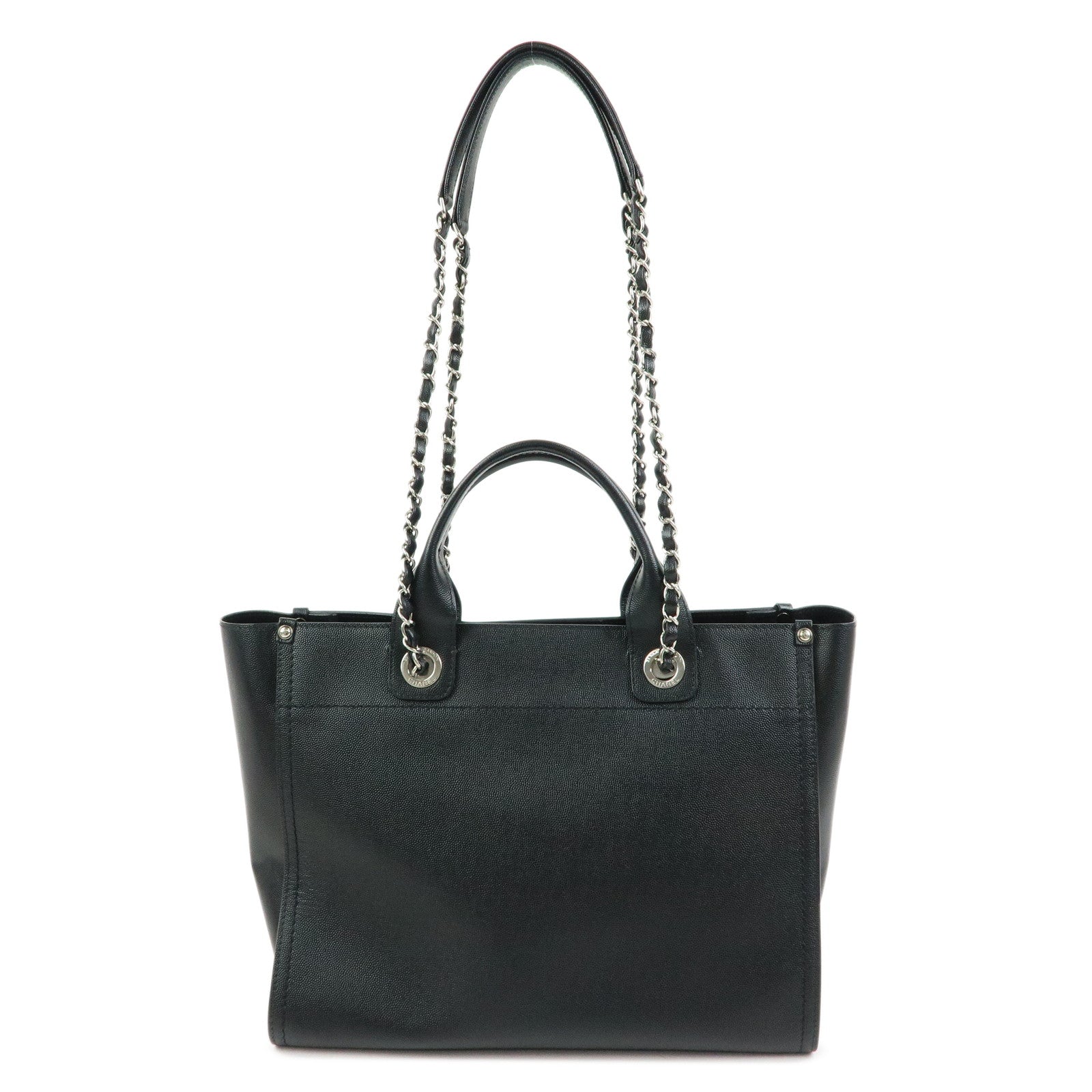 CHANEL Deauville Tote MM Caviarskin 2WAY Hand Shoulder Bag A57069