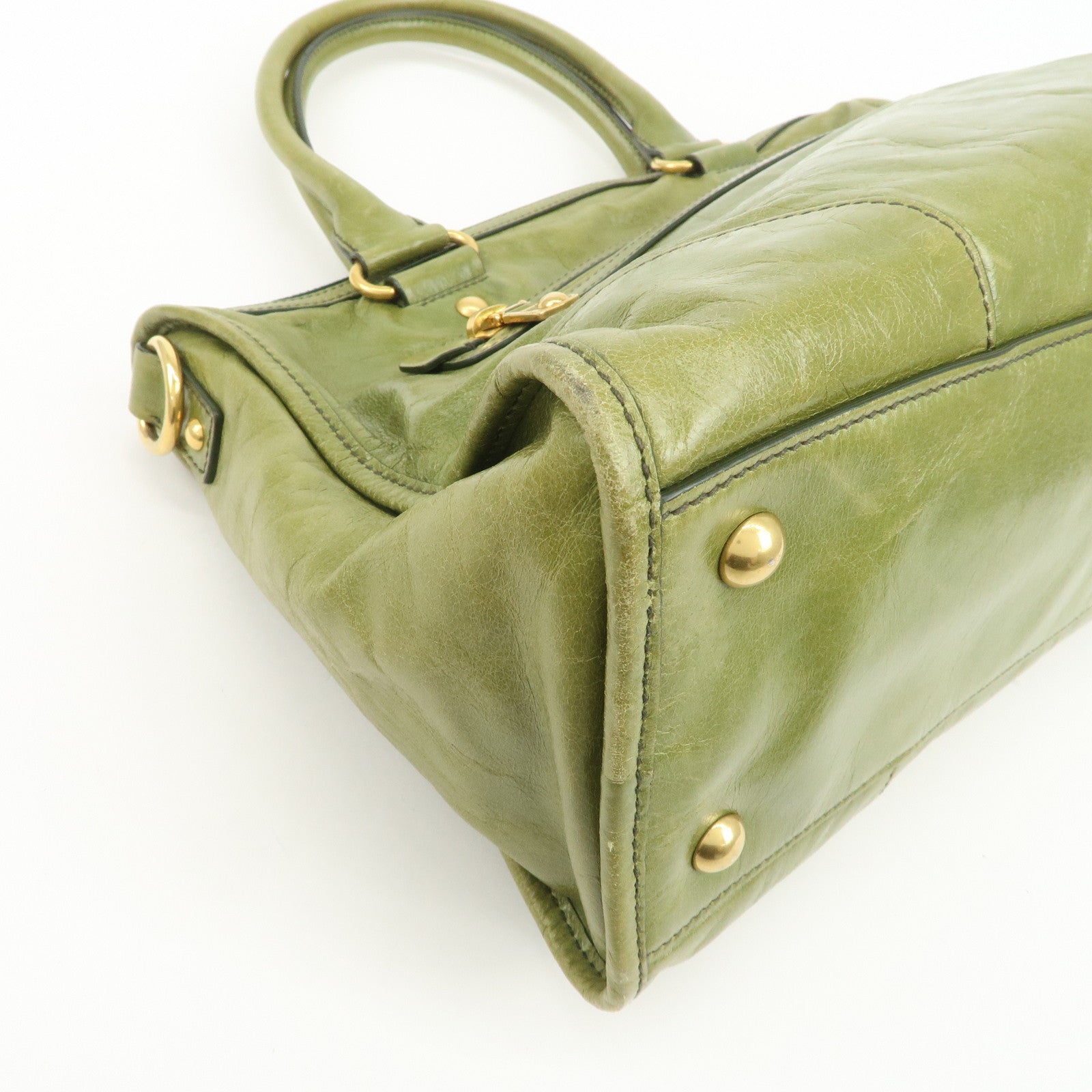 MIU MIU 2Way Bag Hand Bag Shoulder Bag Light Green RL0043