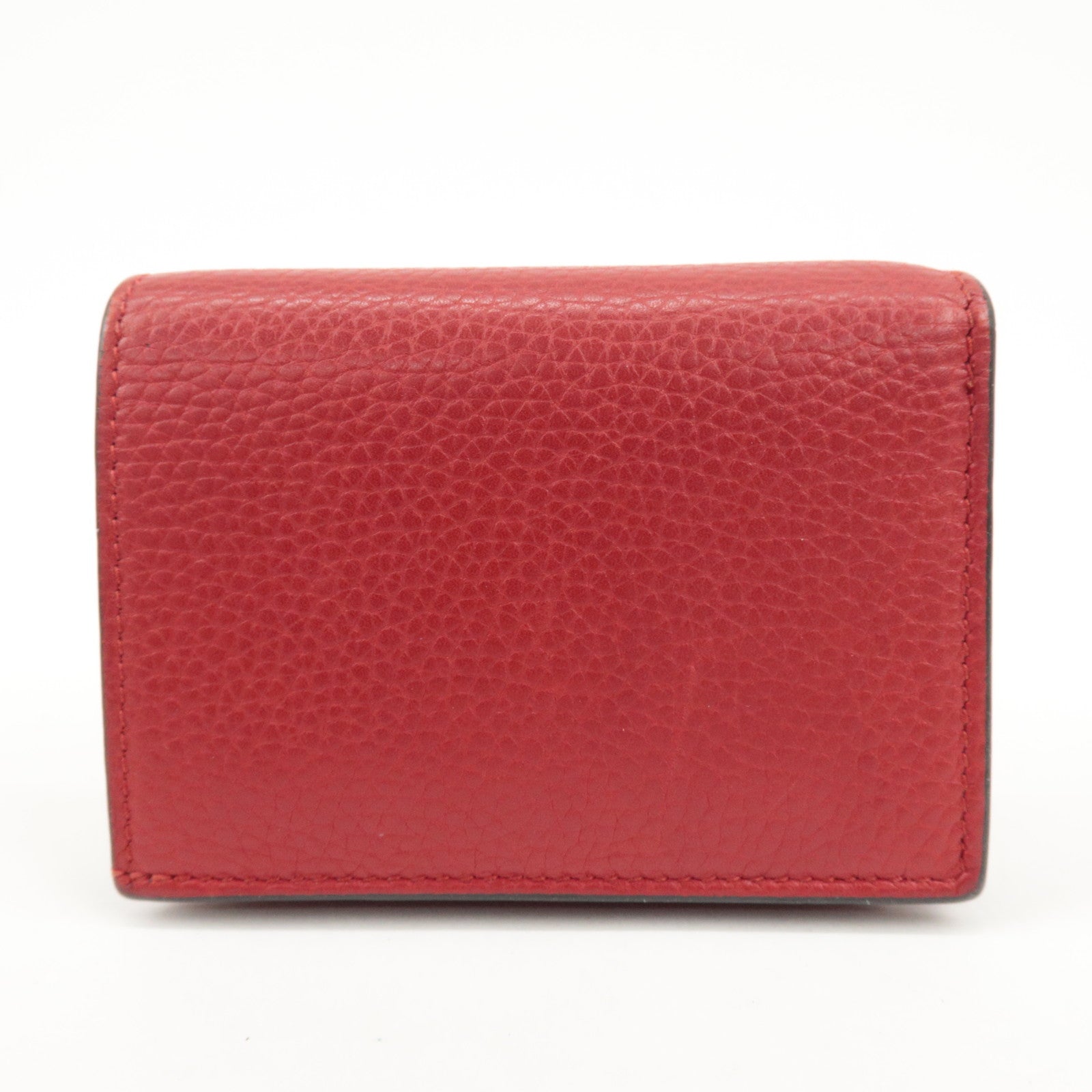 GUCCI Animalier Leather Bi-fold Compact Wallet Red 453169 Used