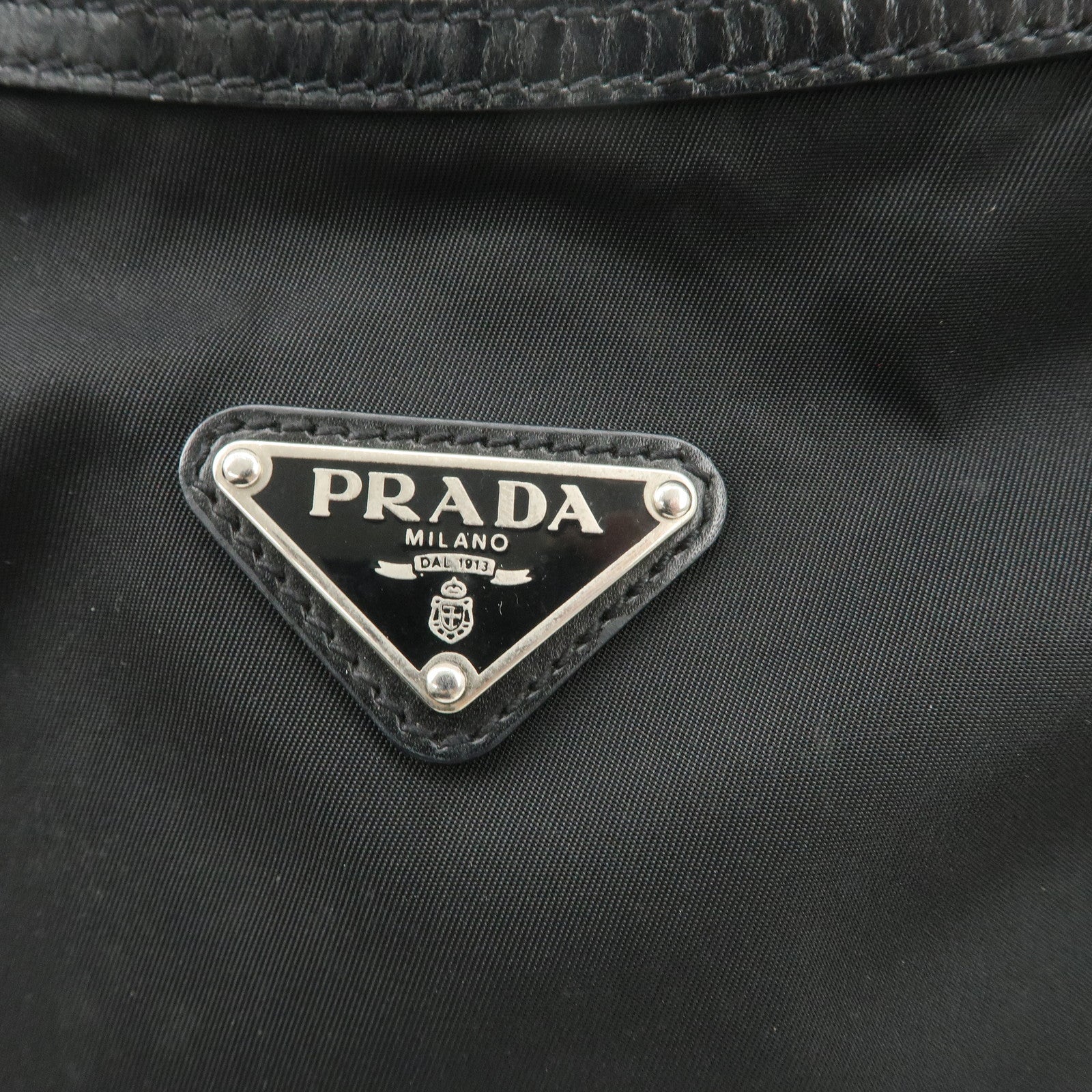 PRADA Triangle Logo Nylon Leather Shoulder Bag Hand Bag Black BR3121 Used