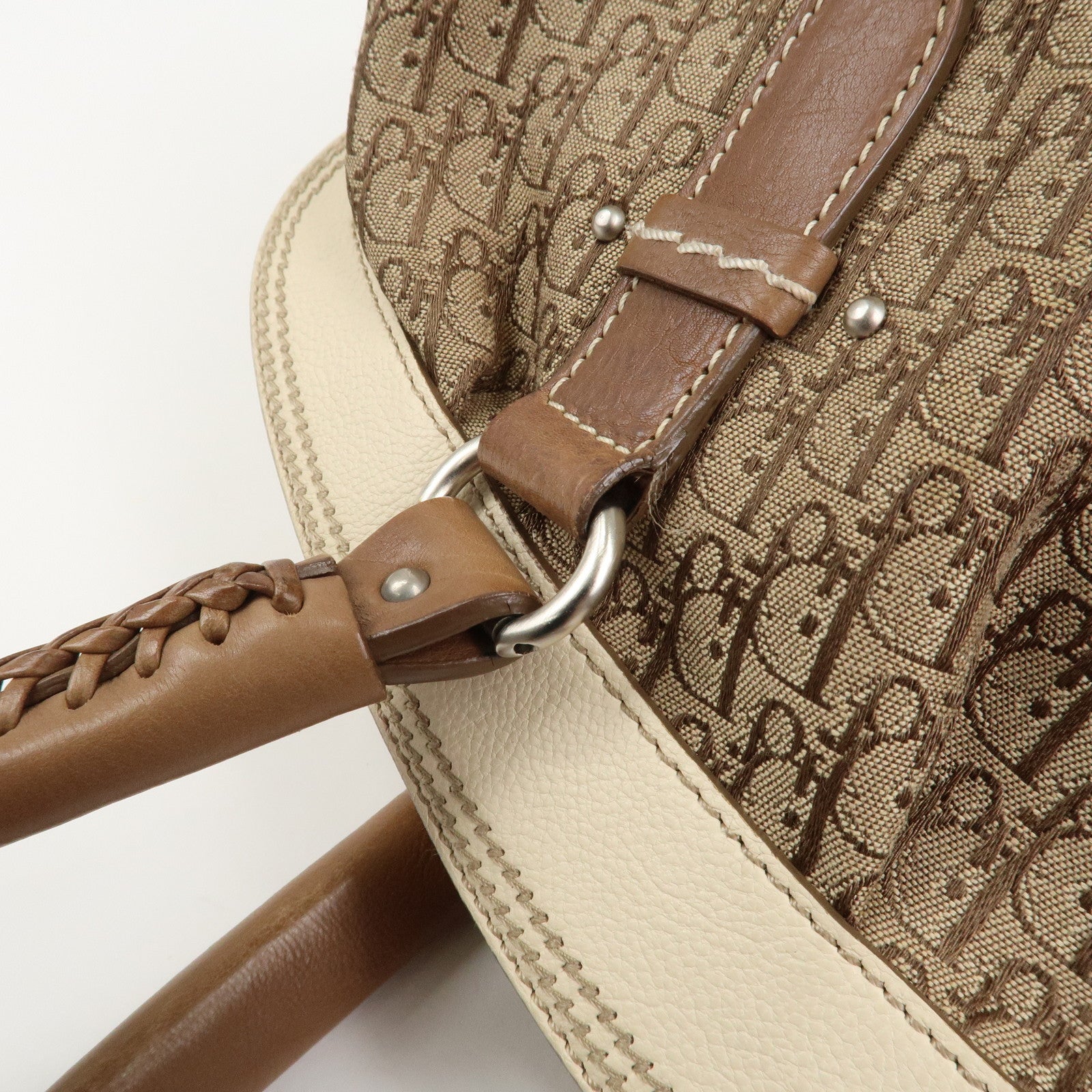 Christian Dior Trotter Canvas Leather Hand Bag Shoulder Bag Brown