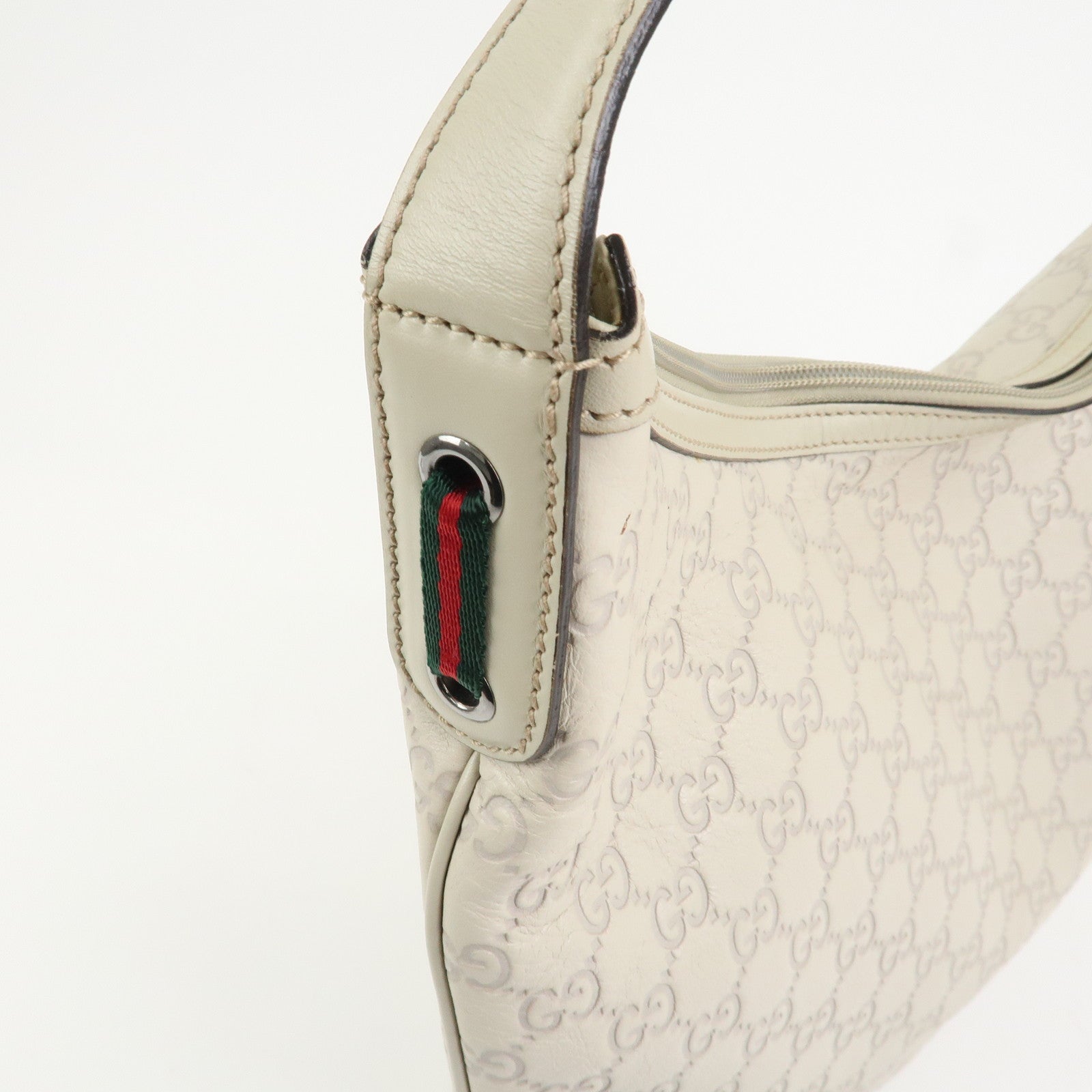 GUCCI Sherry Guccissima Leather Shoulder Bag Ivory 293596