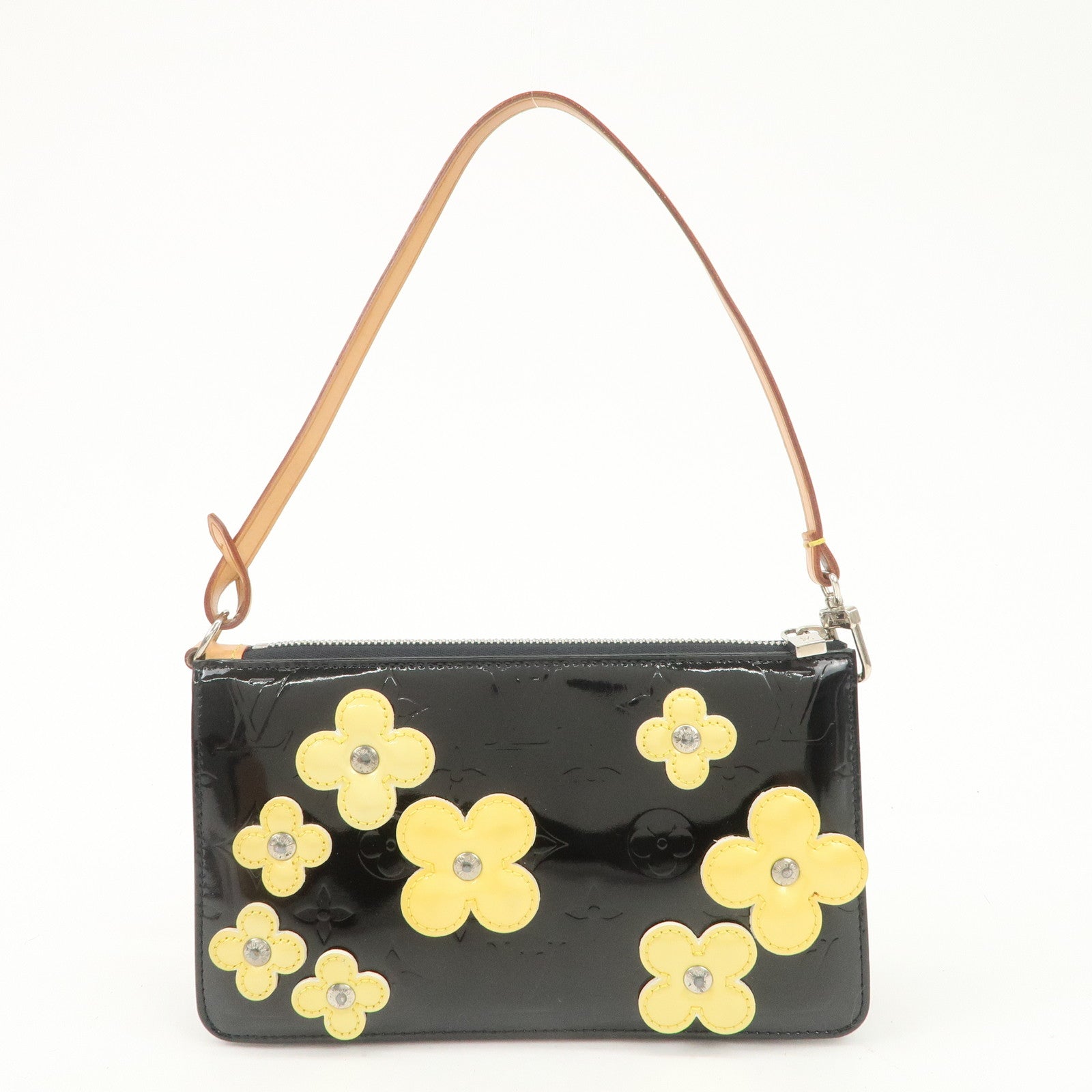 Louis Vuitton Monogram Vernis Flower Lexington Hand Bag Noir M92245 Used