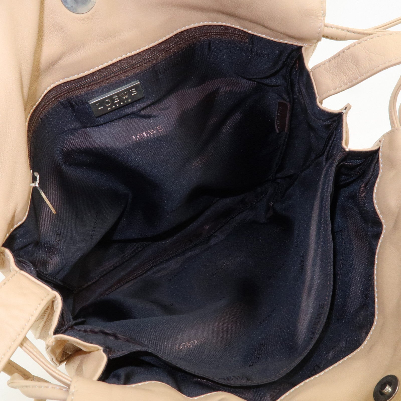 LOEWE Logo Nappa Leather Shoulder Bag Crossbody Bag Beige