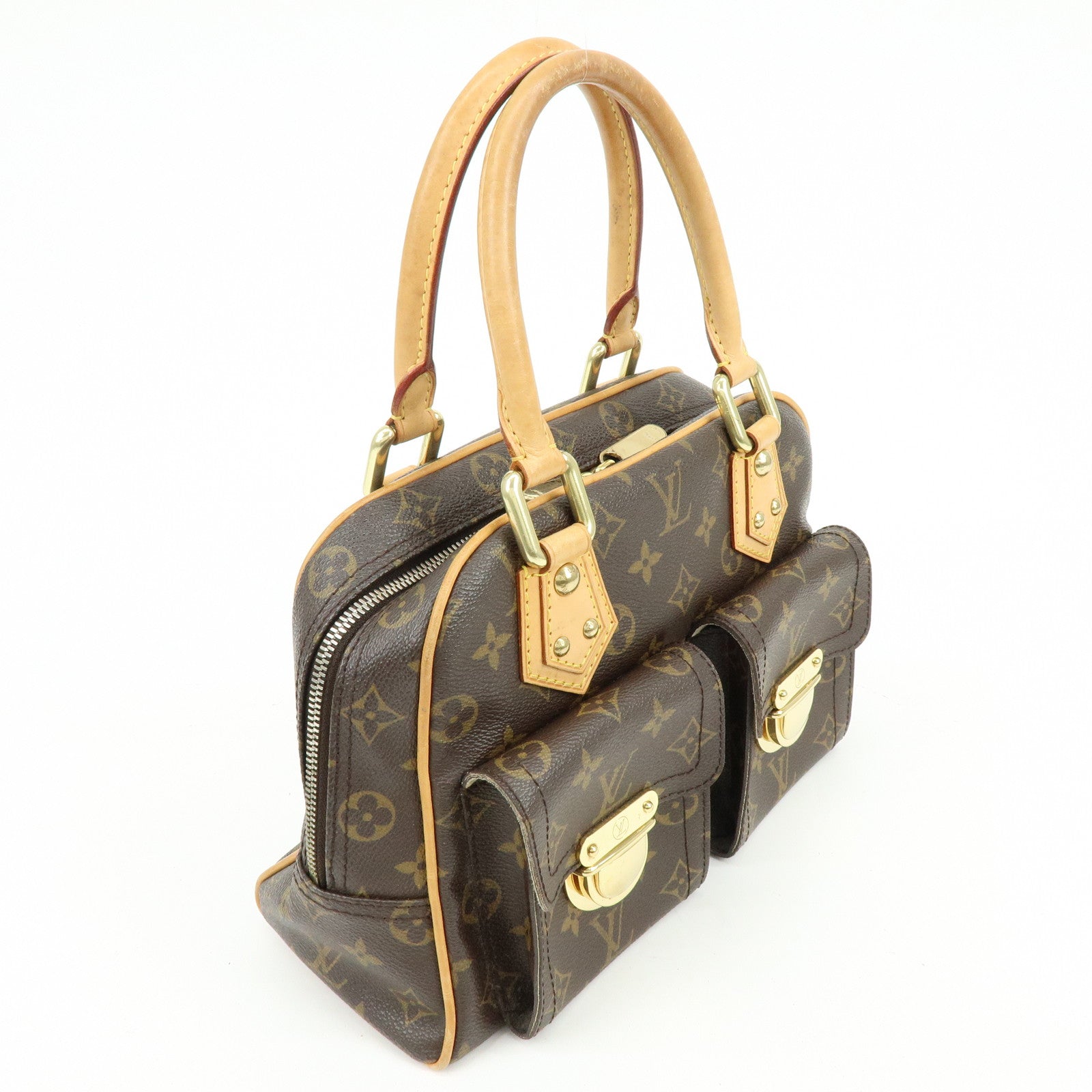 Louis Vuitton Monogram Manhattan PM Hand Bag Brown M40026