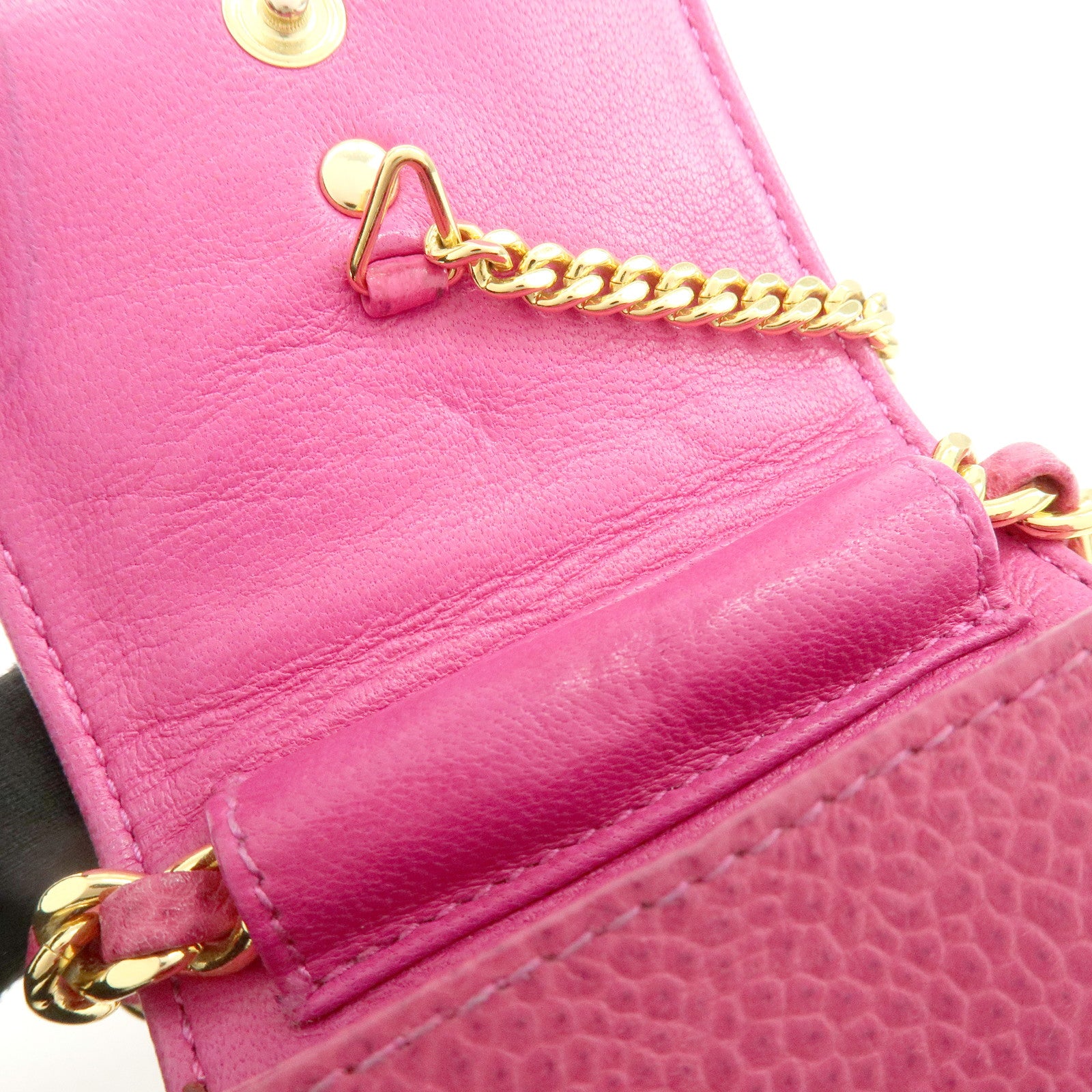 CHANEL COCO Mark Caviarskin Chain Shoulder Bag Phone Pouch Pink