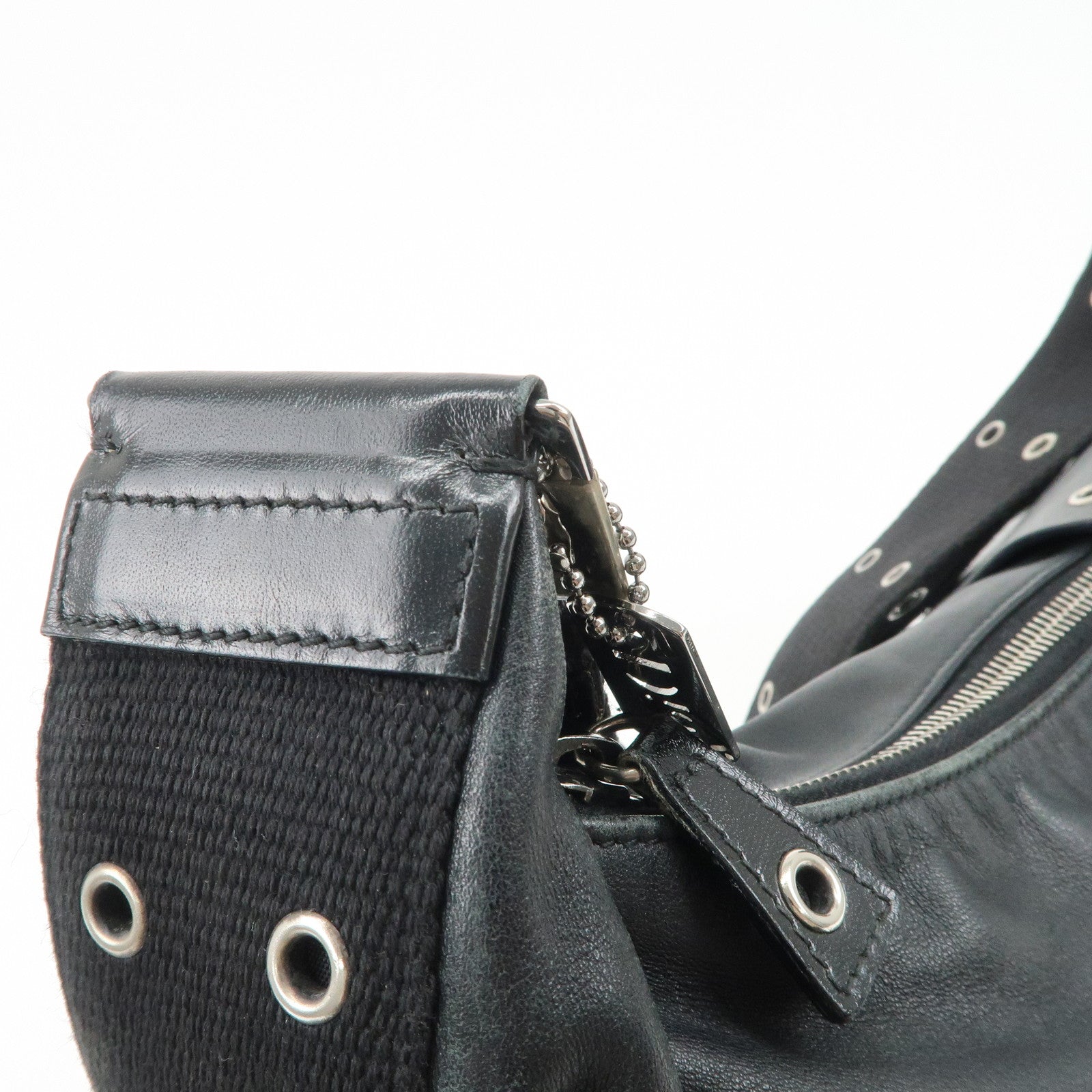 Christian Dior Street Chic Leather Shoulder Bag Black Silver HDW