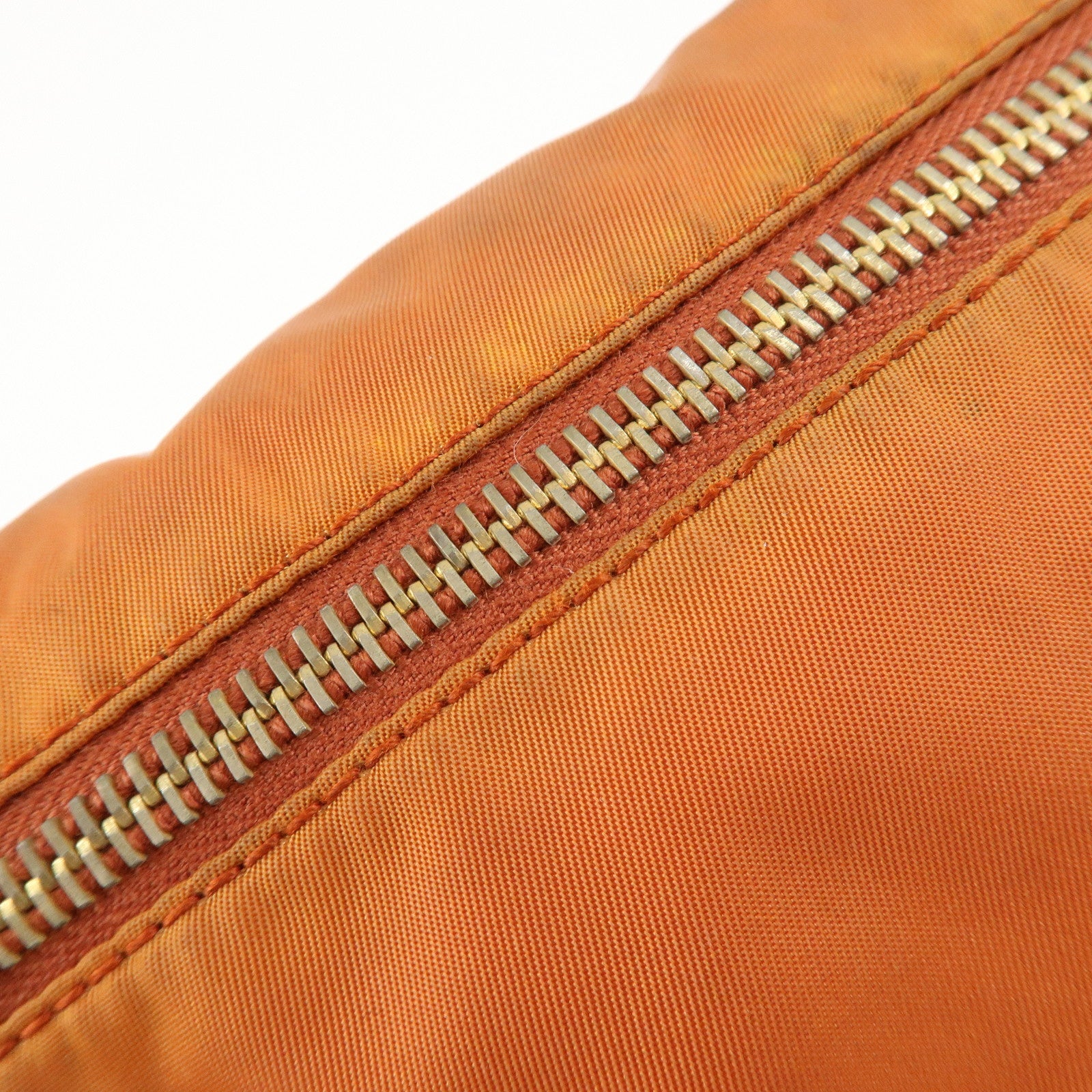 PRADA Logo Nylon Leather Shoulder Bag Crossbody Bag Orange BT0692 Used