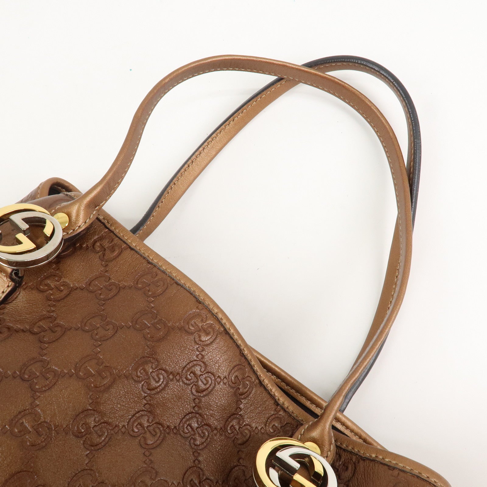 GGUCCI GG Twins Guccissima Leather Tote Bag Bronze 232957