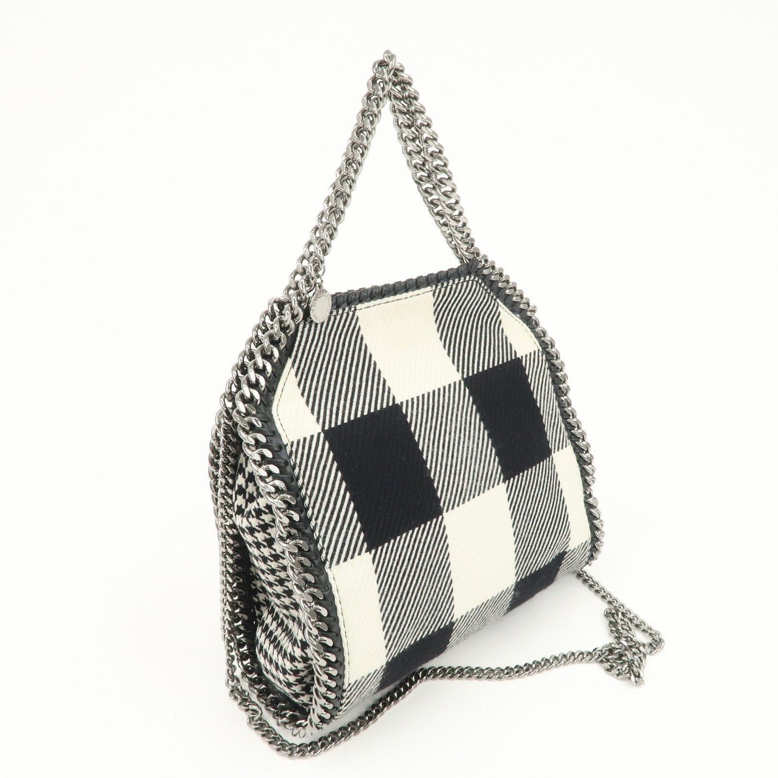 STELLA MCCARTNEY Wool Falabella 2Way Bag Hand Bag Black White