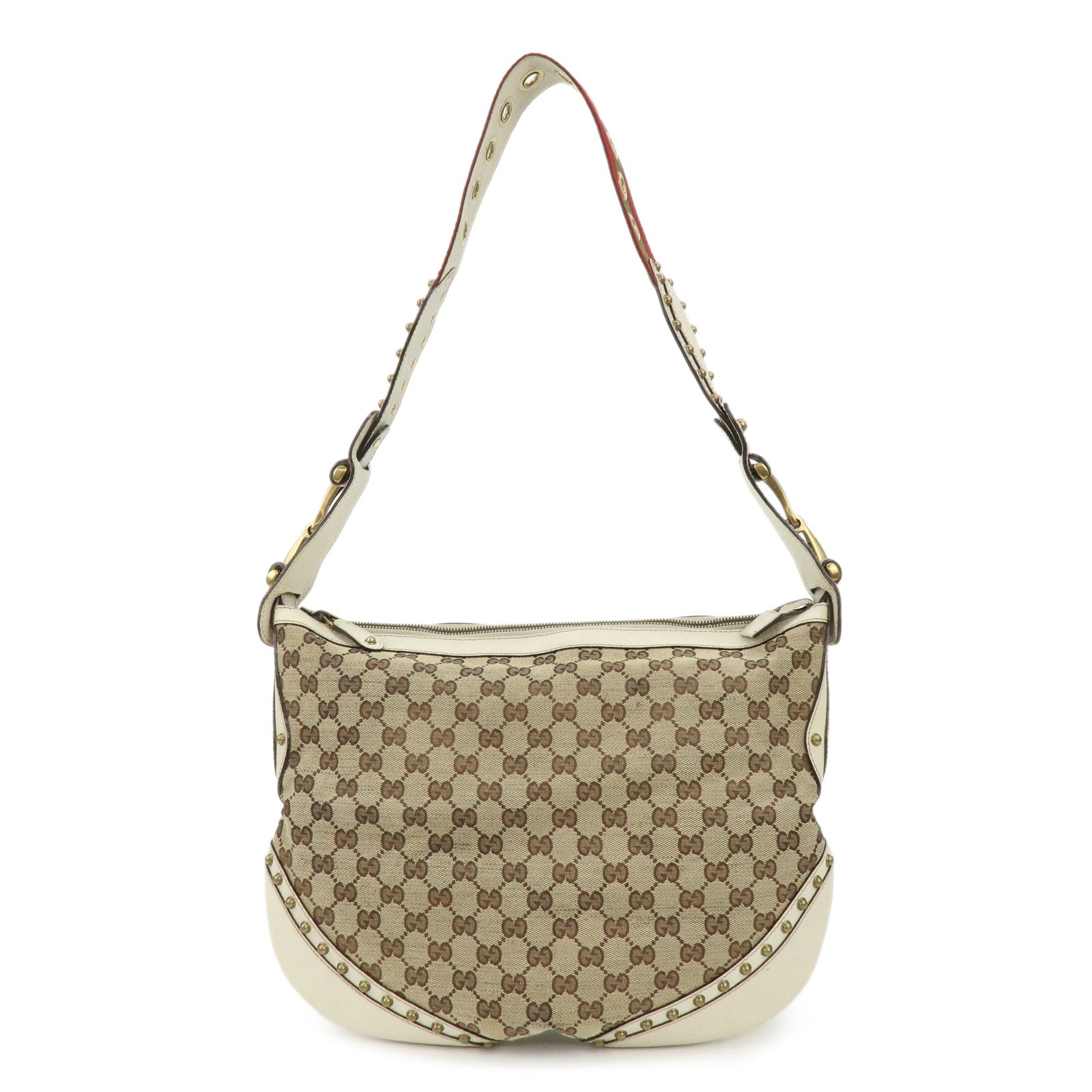 GUCCI Sherry GG Canvas Leather Shoulder Bag Beige Ivory 144011